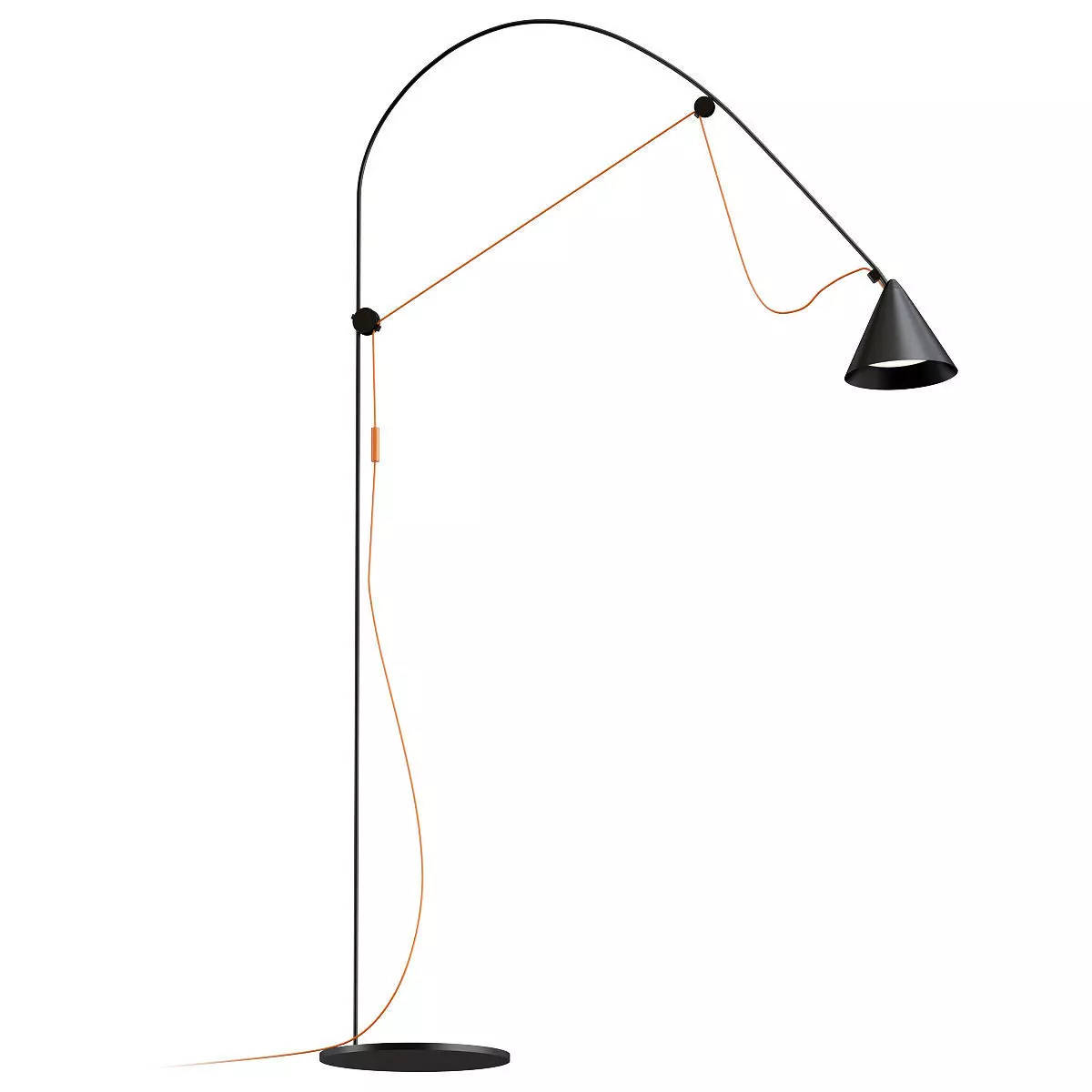 AYNO L floor lamp with shade and orange cord 3D model_0