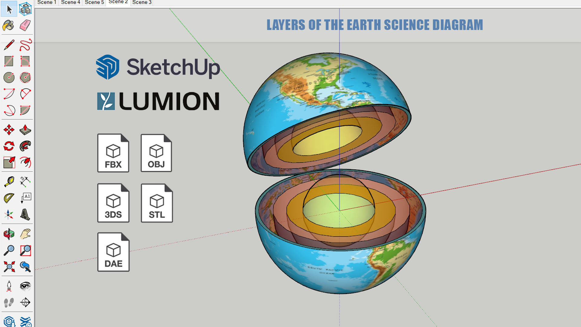 Layers of the Earth science diagram 3D print model_3