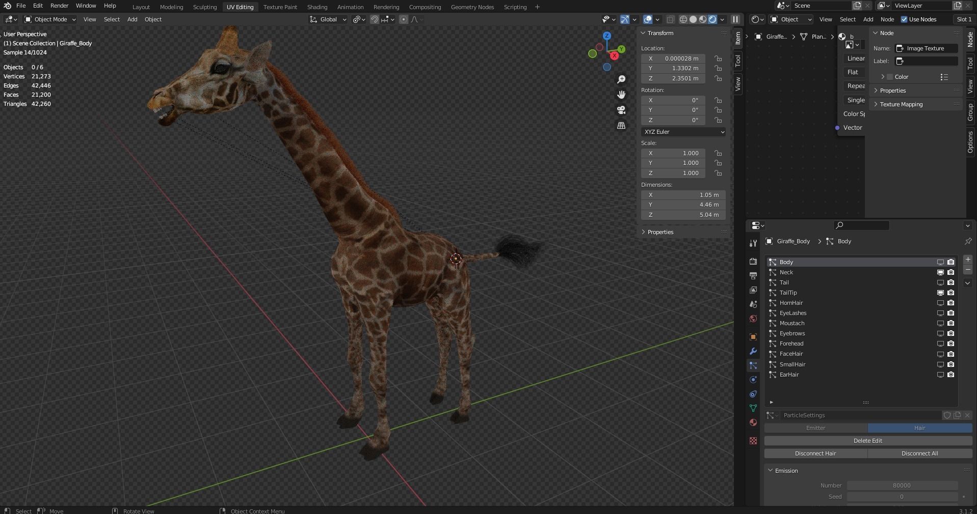 Fur Giraffe Rigged in Blender Low-poly 3D model_23