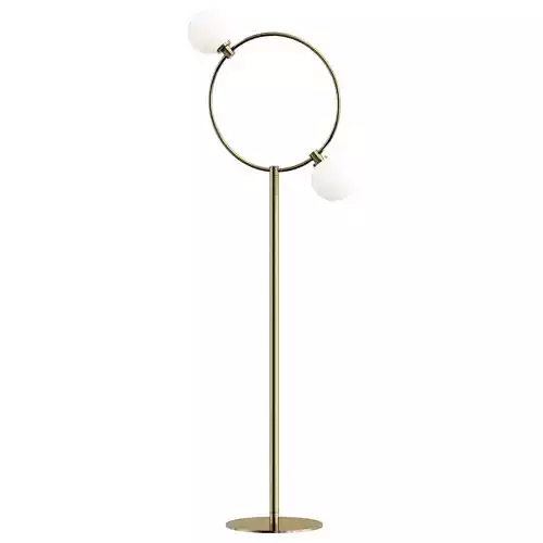DROPS brass floor lamp with two glass globes