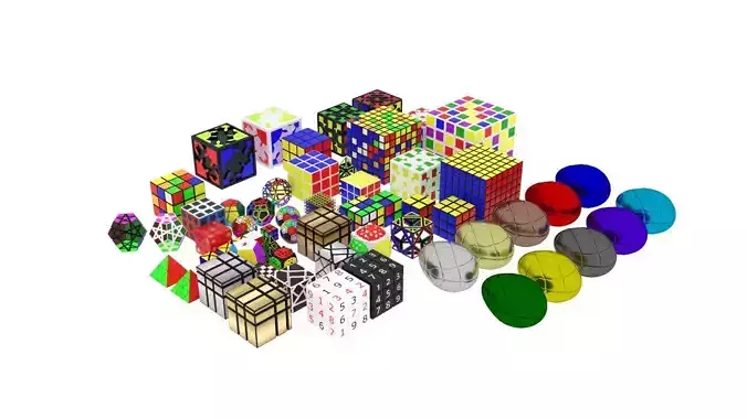 Different Type of Rubiks Cube Collection 3D model