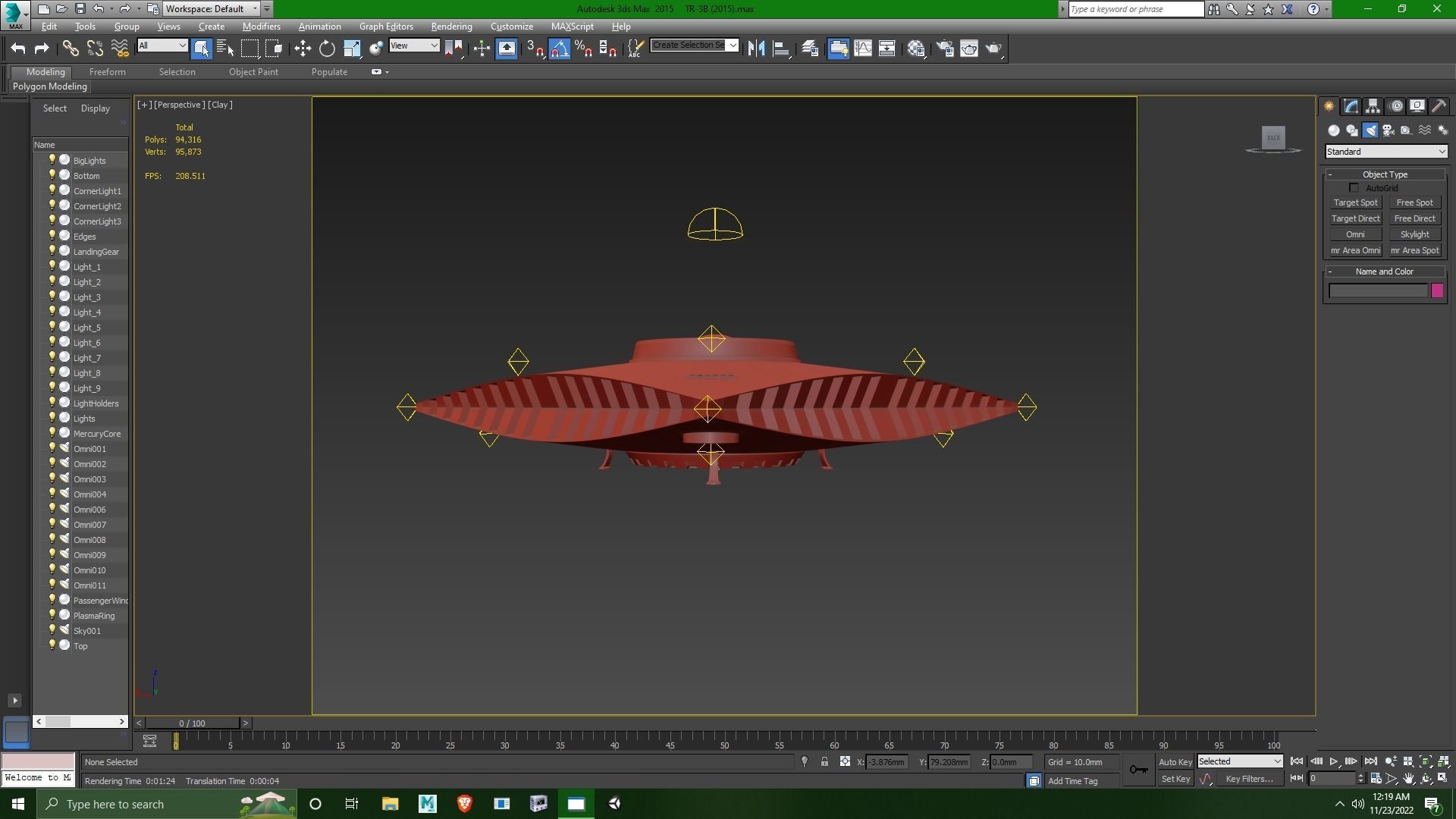 TR-3B Secret Triangular Anti Gravity Space Craft 3D model_8