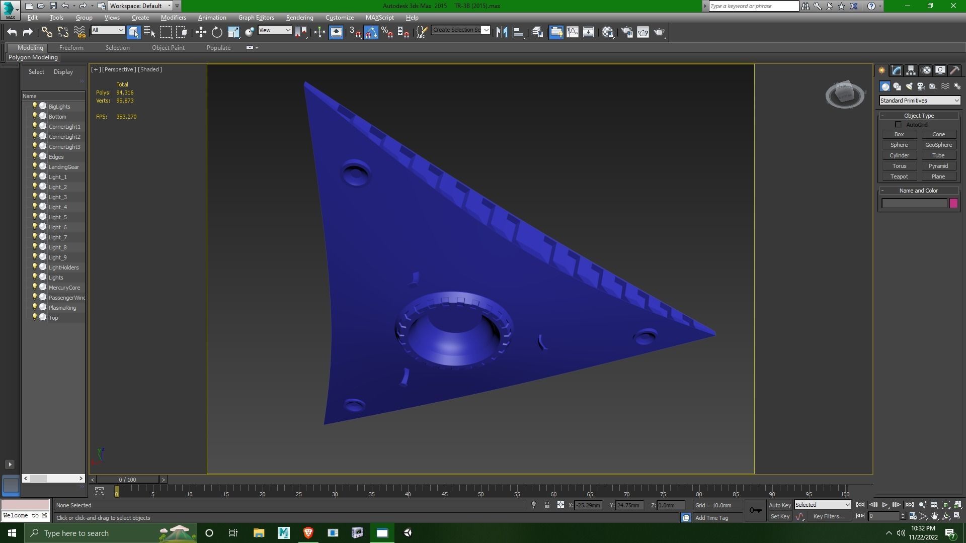 TR-3B Secret Triangular Anti Gravity Space Craft 3D model_3