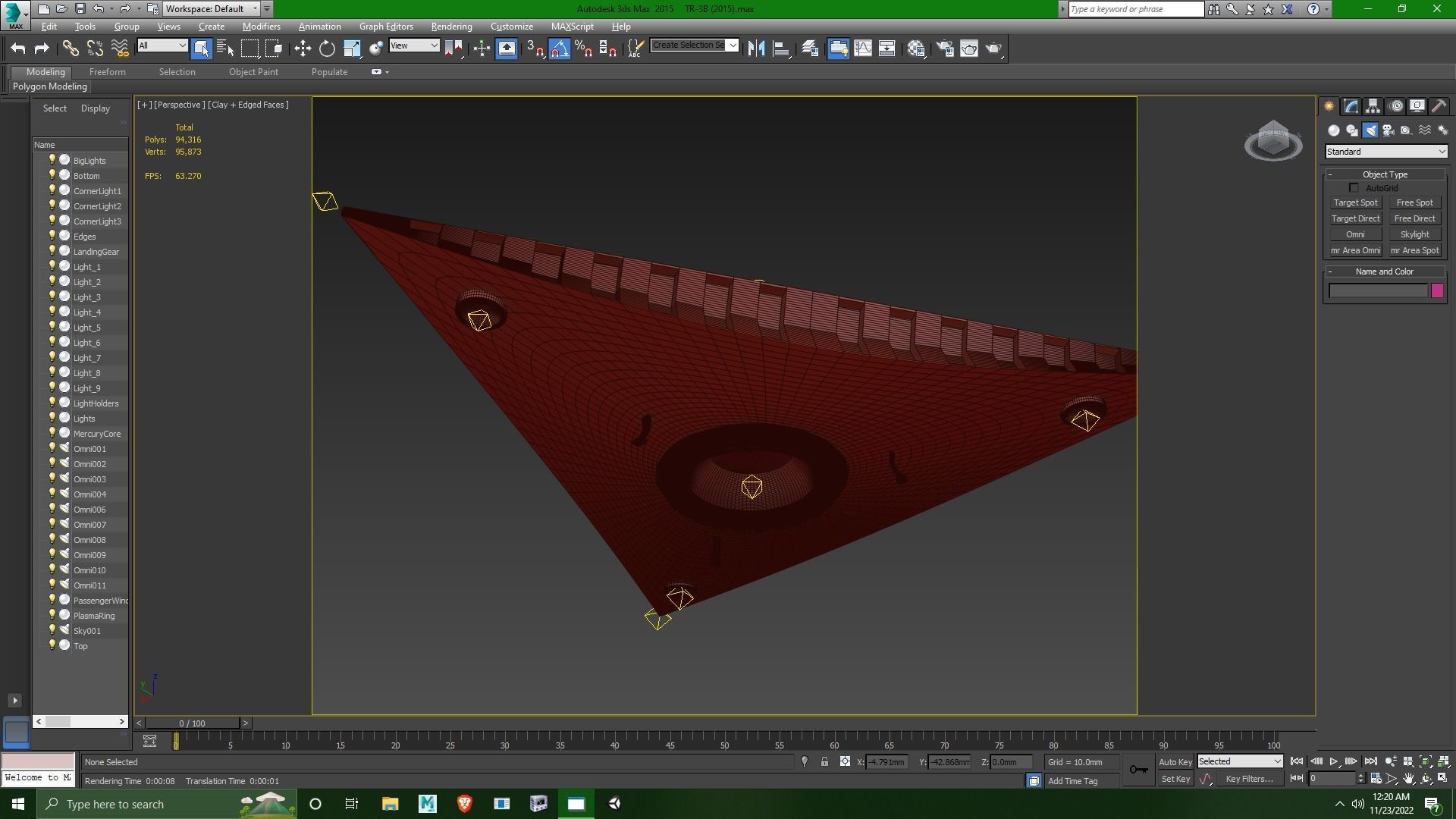 TR-3B Secret Triangular Anti Gravity Space Craft 3D model_11