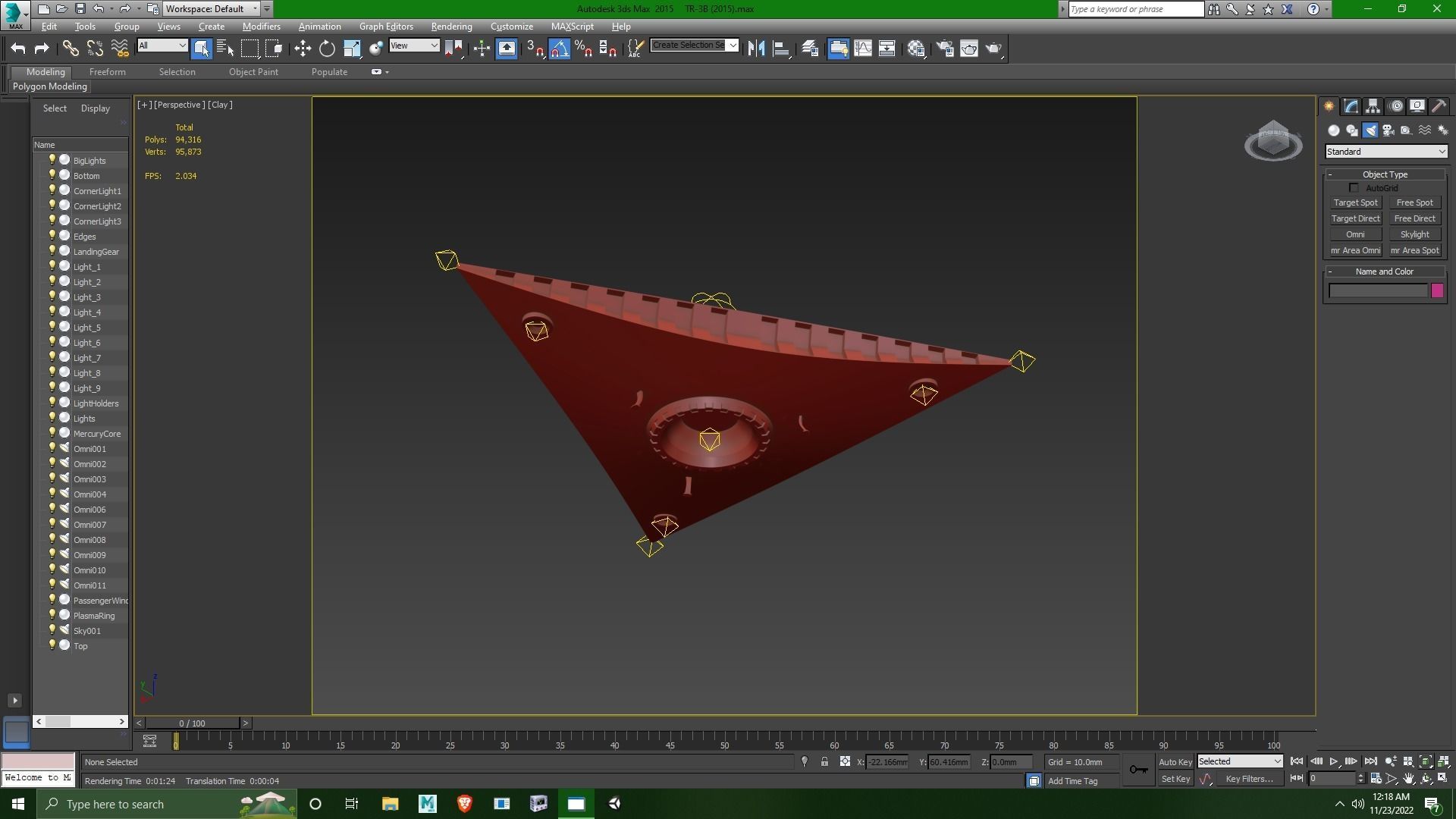 TR-3B Secret Triangular Anti Gravity Space Craft 3D model_7
