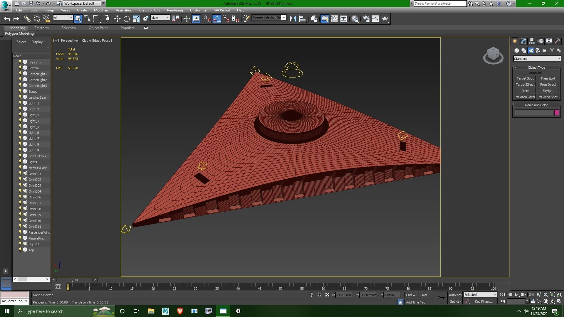 TR-3B Secret Triangular Anti Gravity Space Craft 3D model_10
