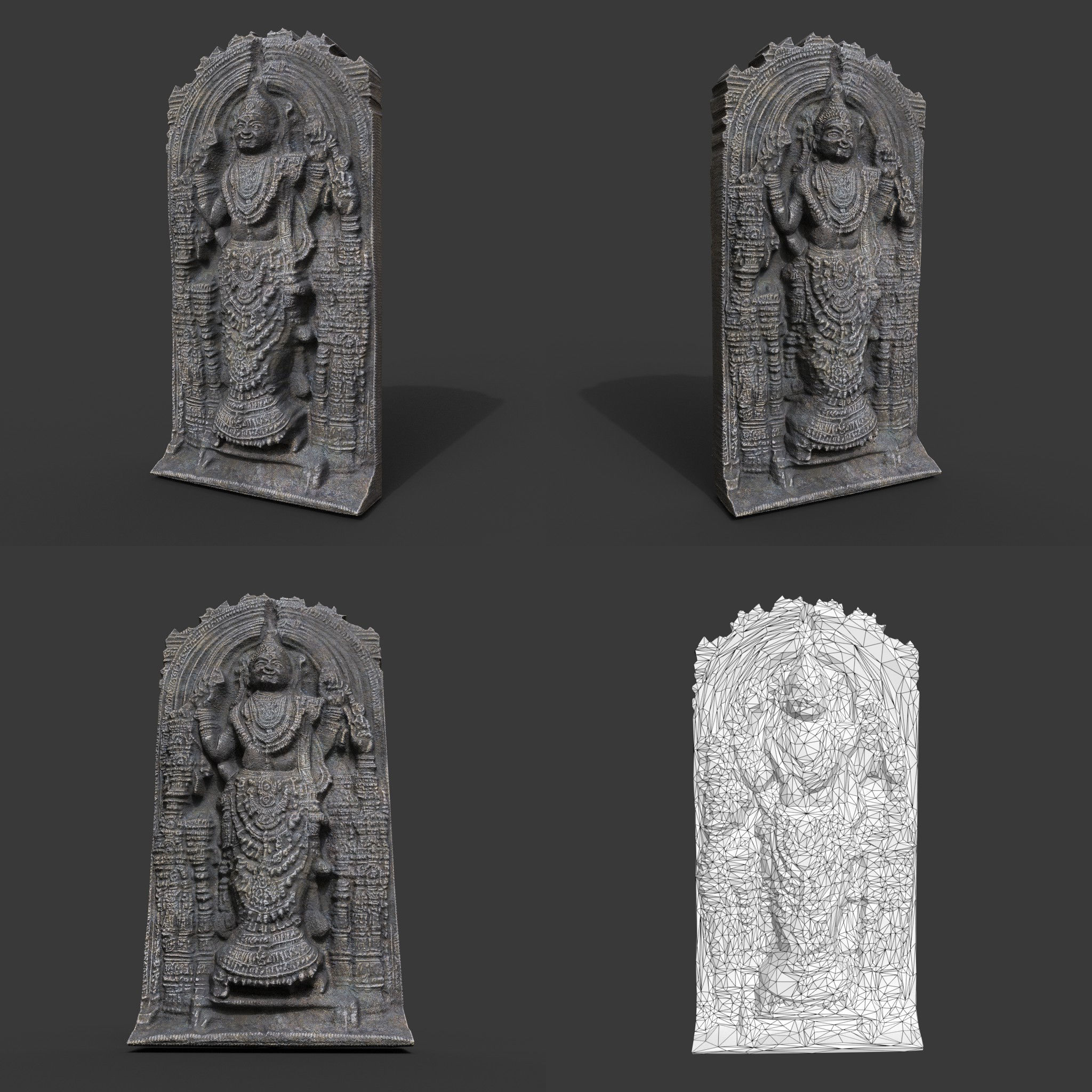 India Temple Wall modular - 221005 Low-poly 3D model_2