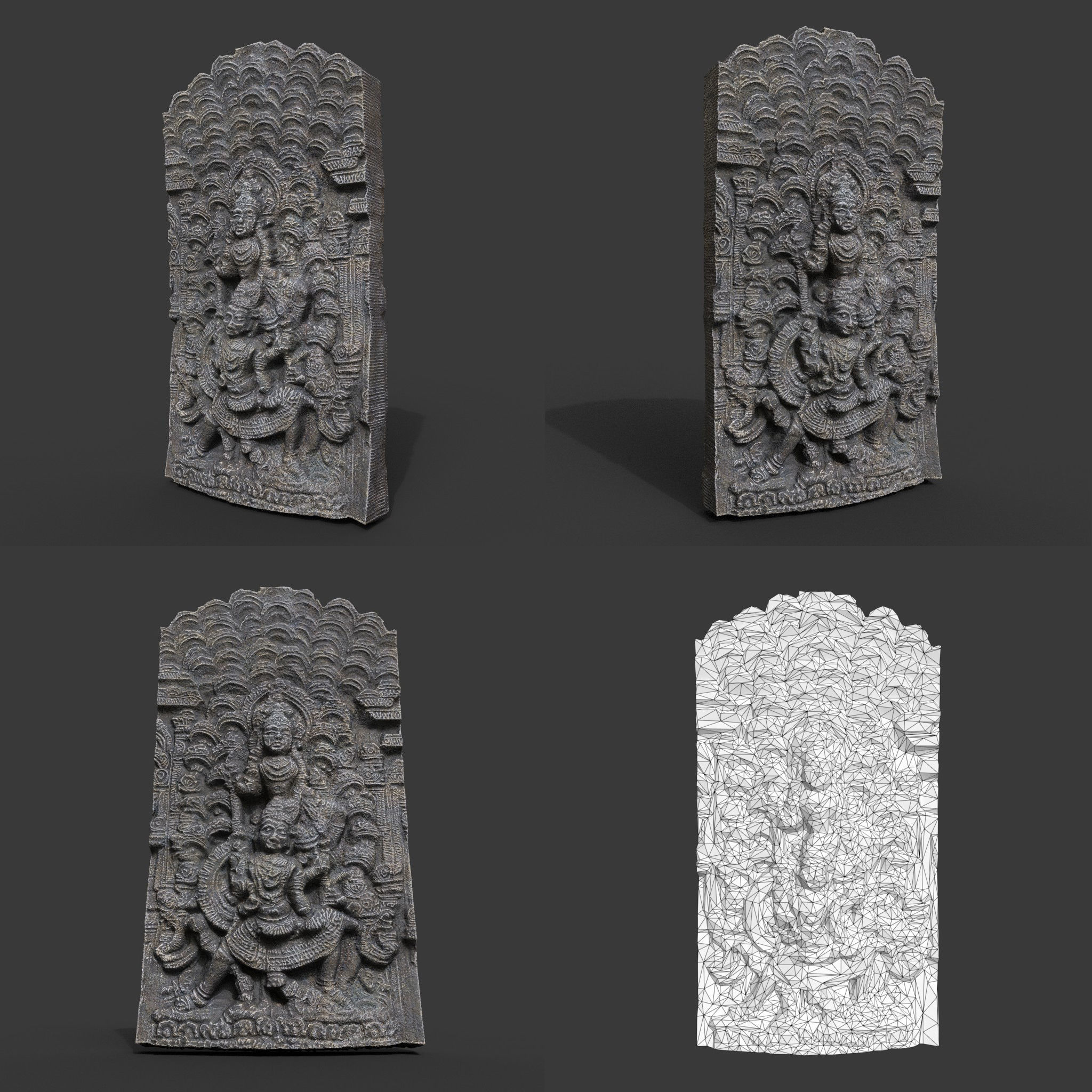 India Temple Wall modular - 221005 Low-poly 3D model_8
