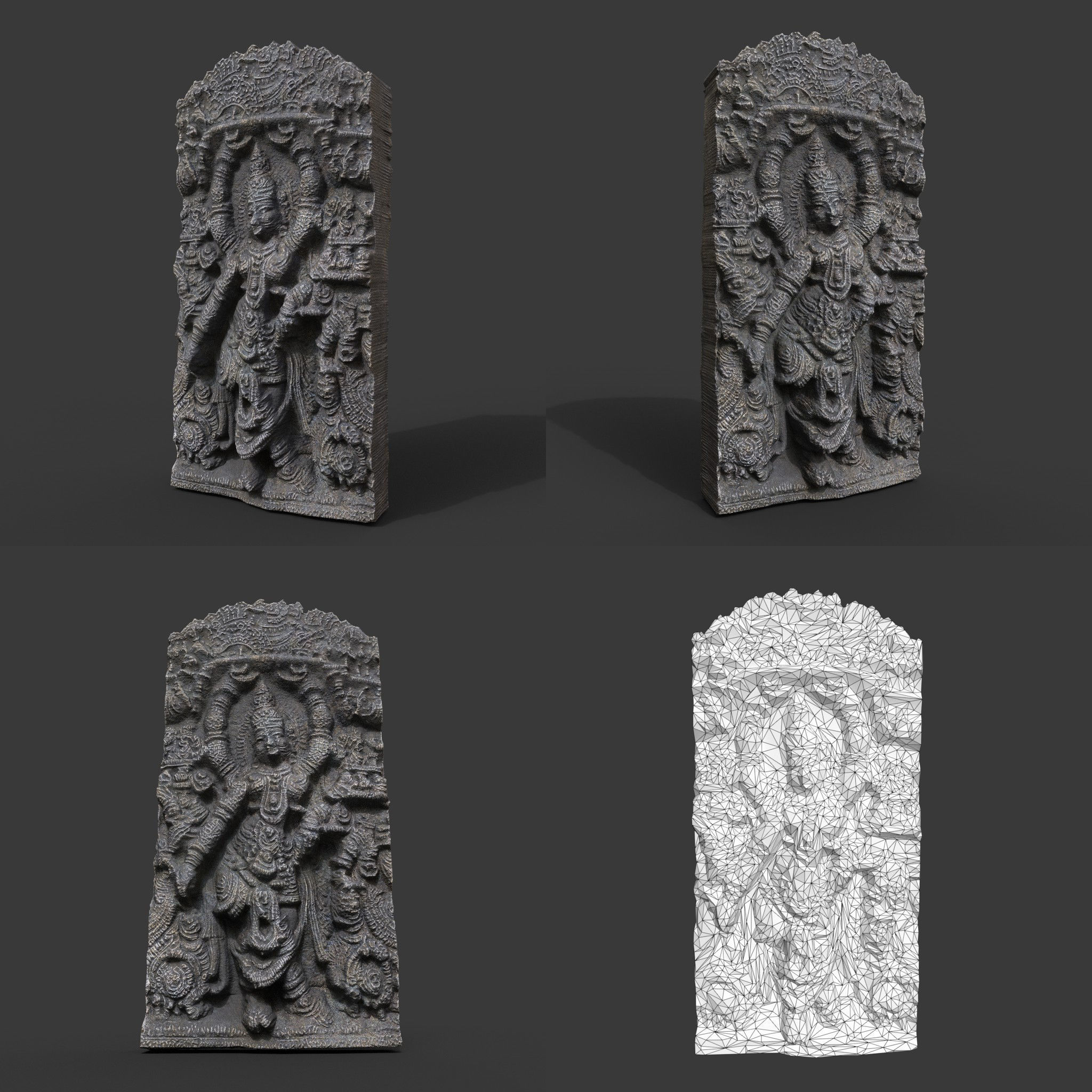 India Temple Wall modular - 221005 Low-poly 3D model_4