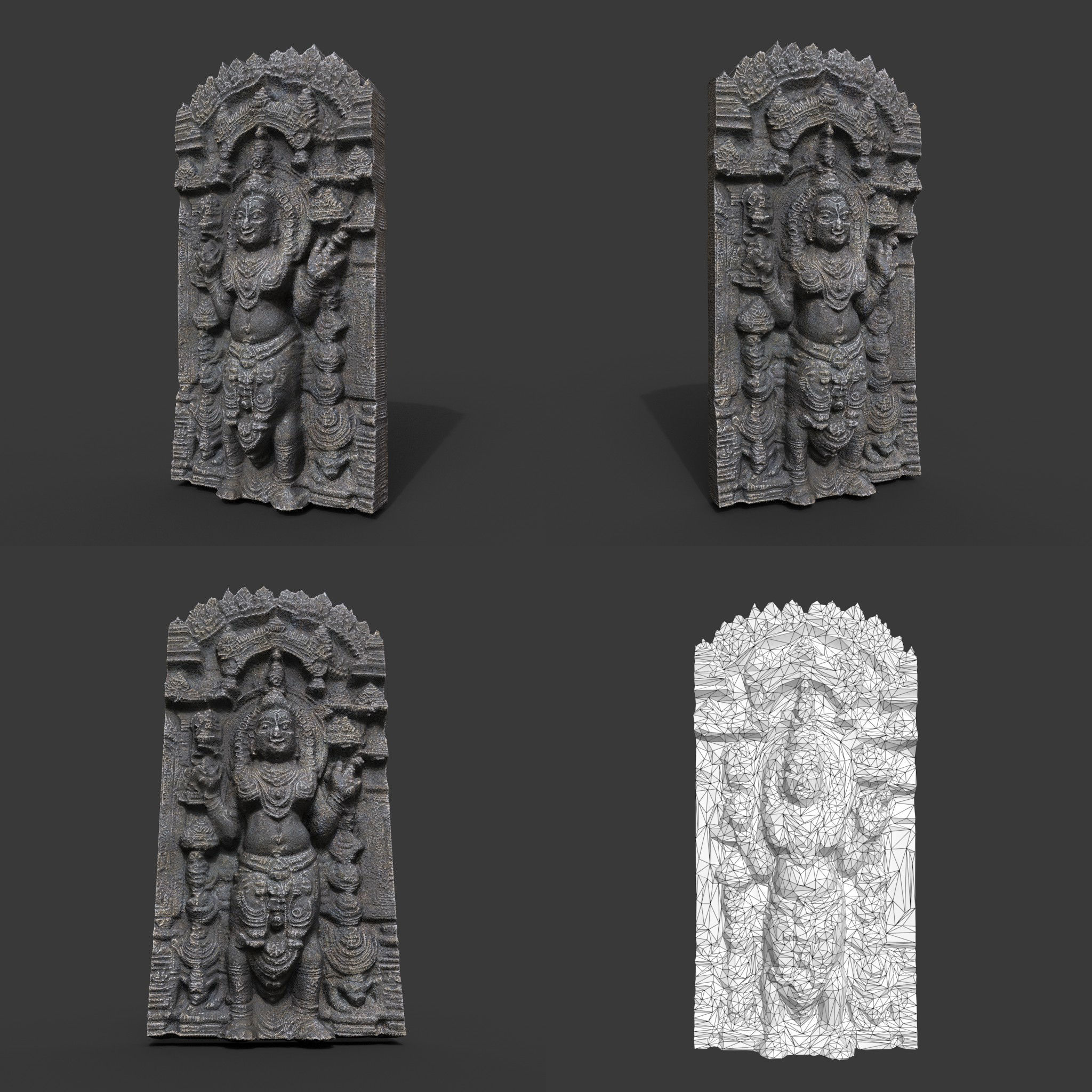 India Temple Wall modular - 221005 Low-poly 3D model_6