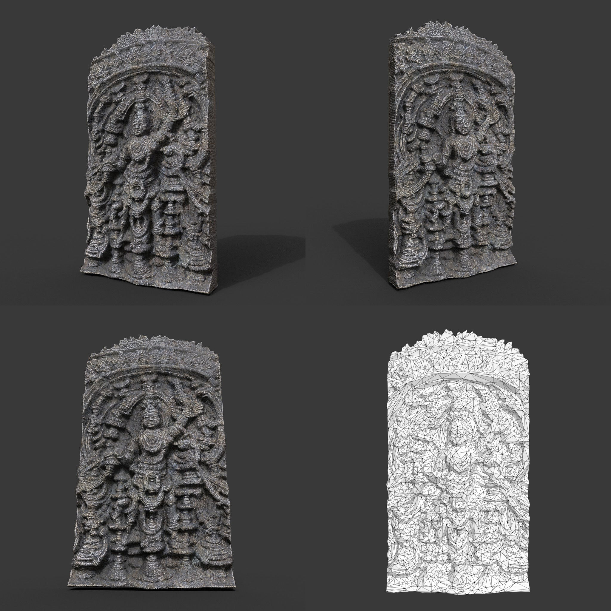 India Temple Wall modular - 221005 Low-poly 3D model_10