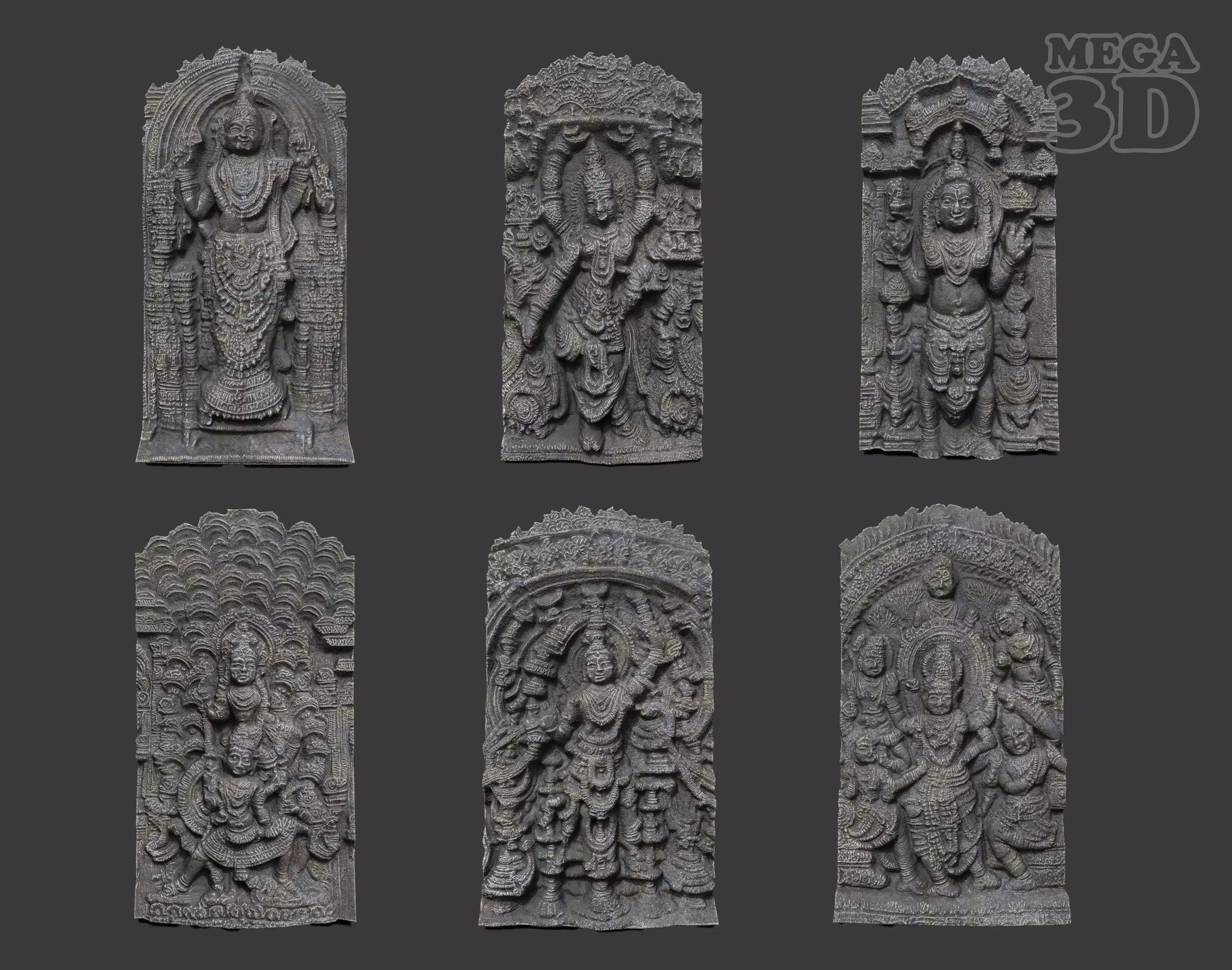 India Temple Wall modular - 221005 Low-poly 3D model_0