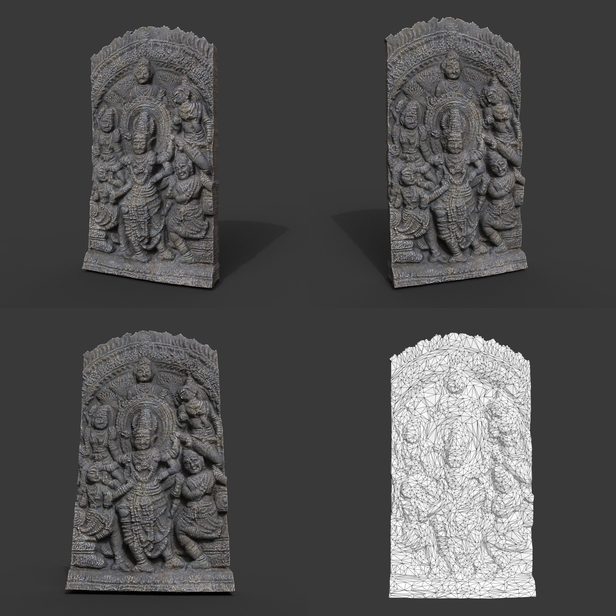 India Temple Wall modular - 221005 Low-poly 3D model_12