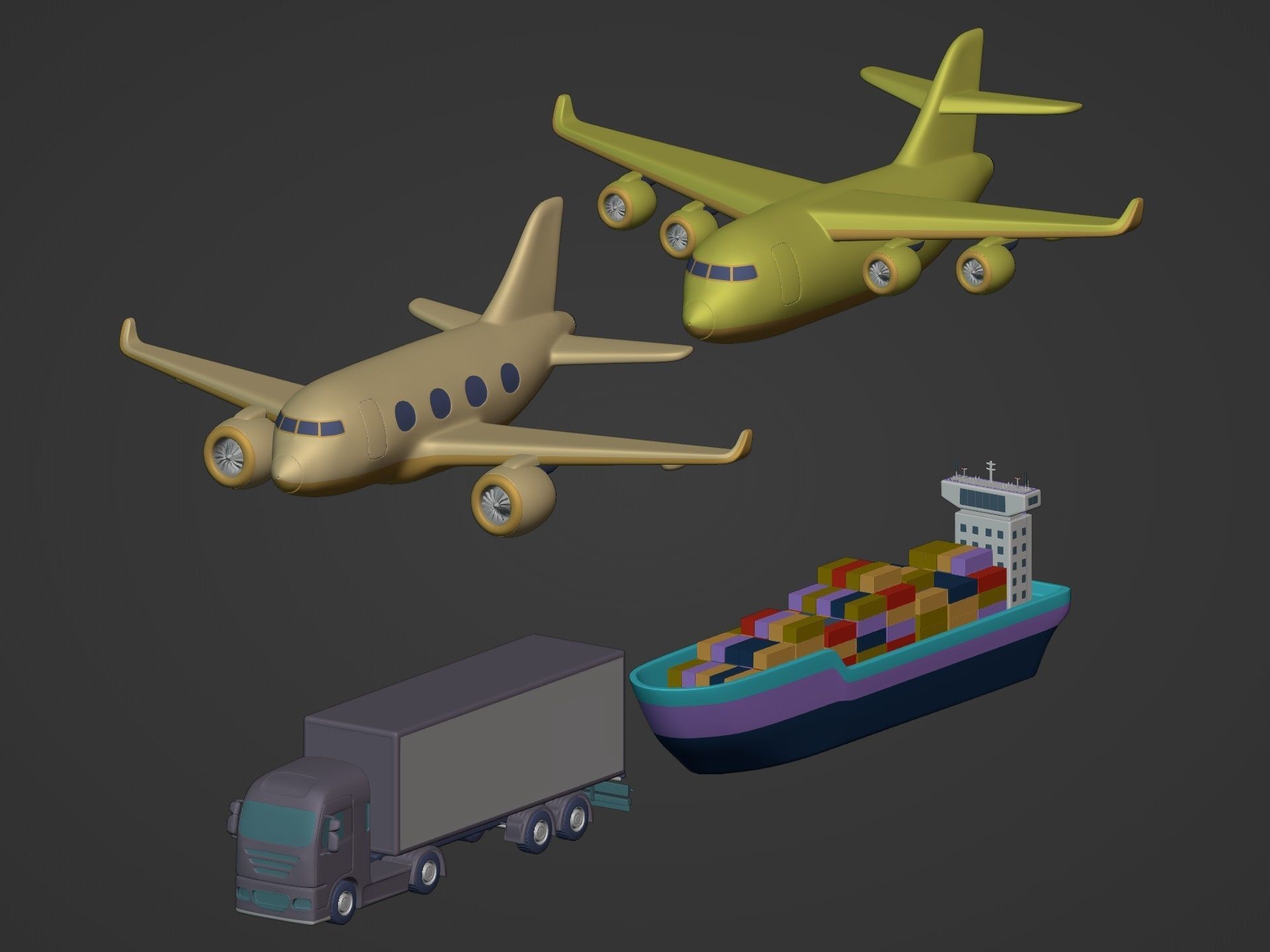 Cartoon Transport Vehicles Pack Low-poly 3D model_11