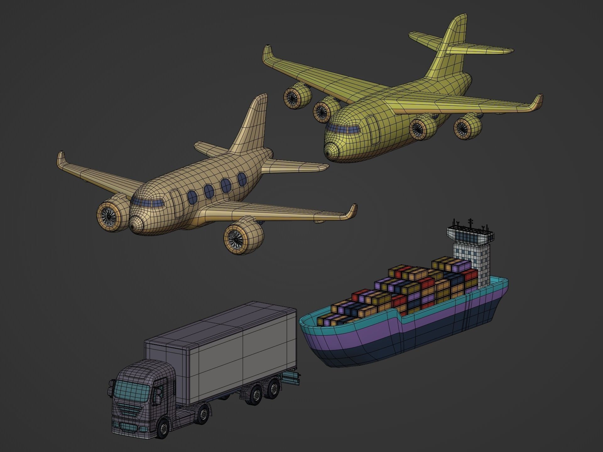 Cartoon Transport Vehicles Pack Low-poly 3D model_12