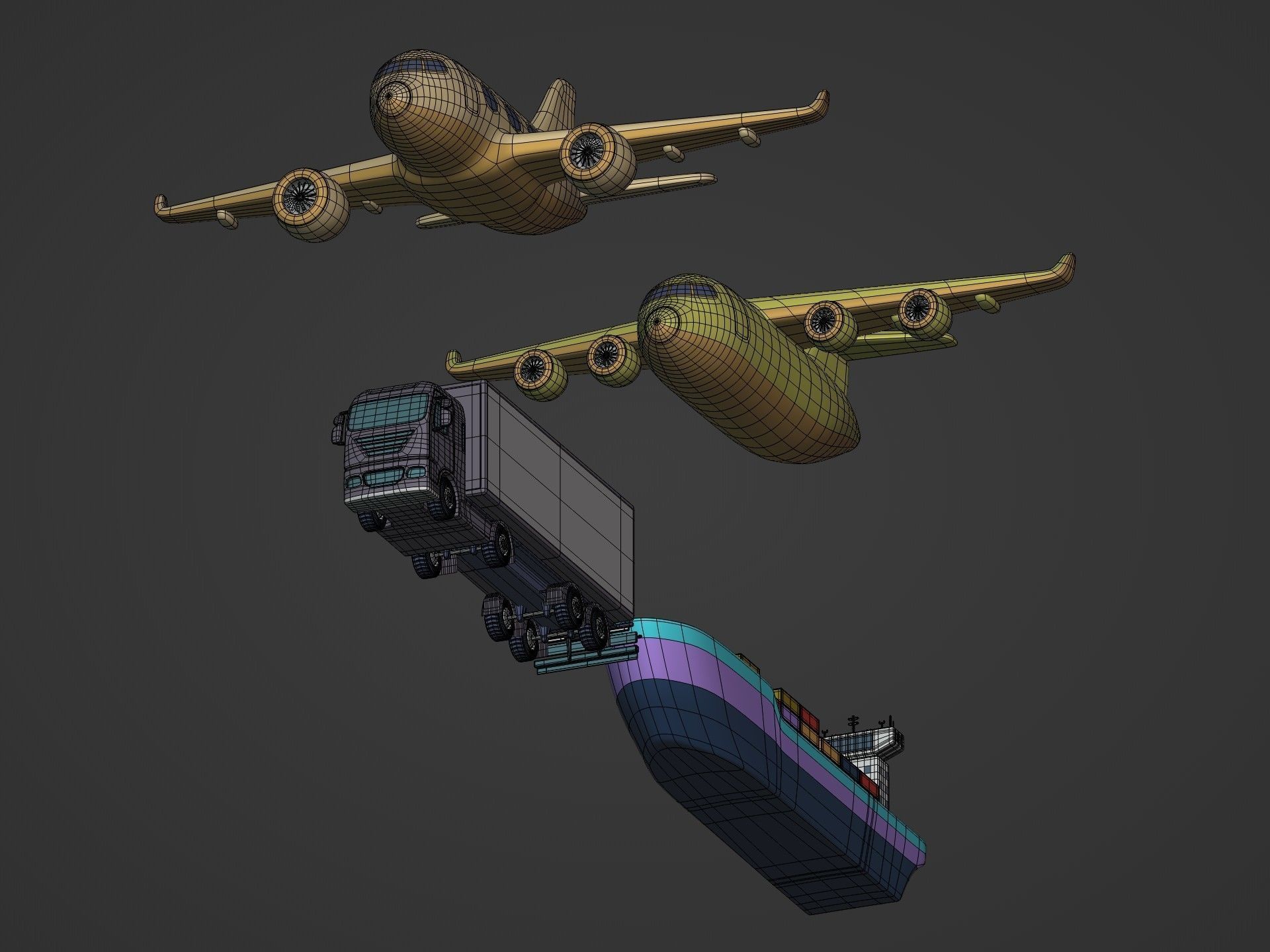 Cartoon Transport Vehicles Pack Low-poly 3D model_18