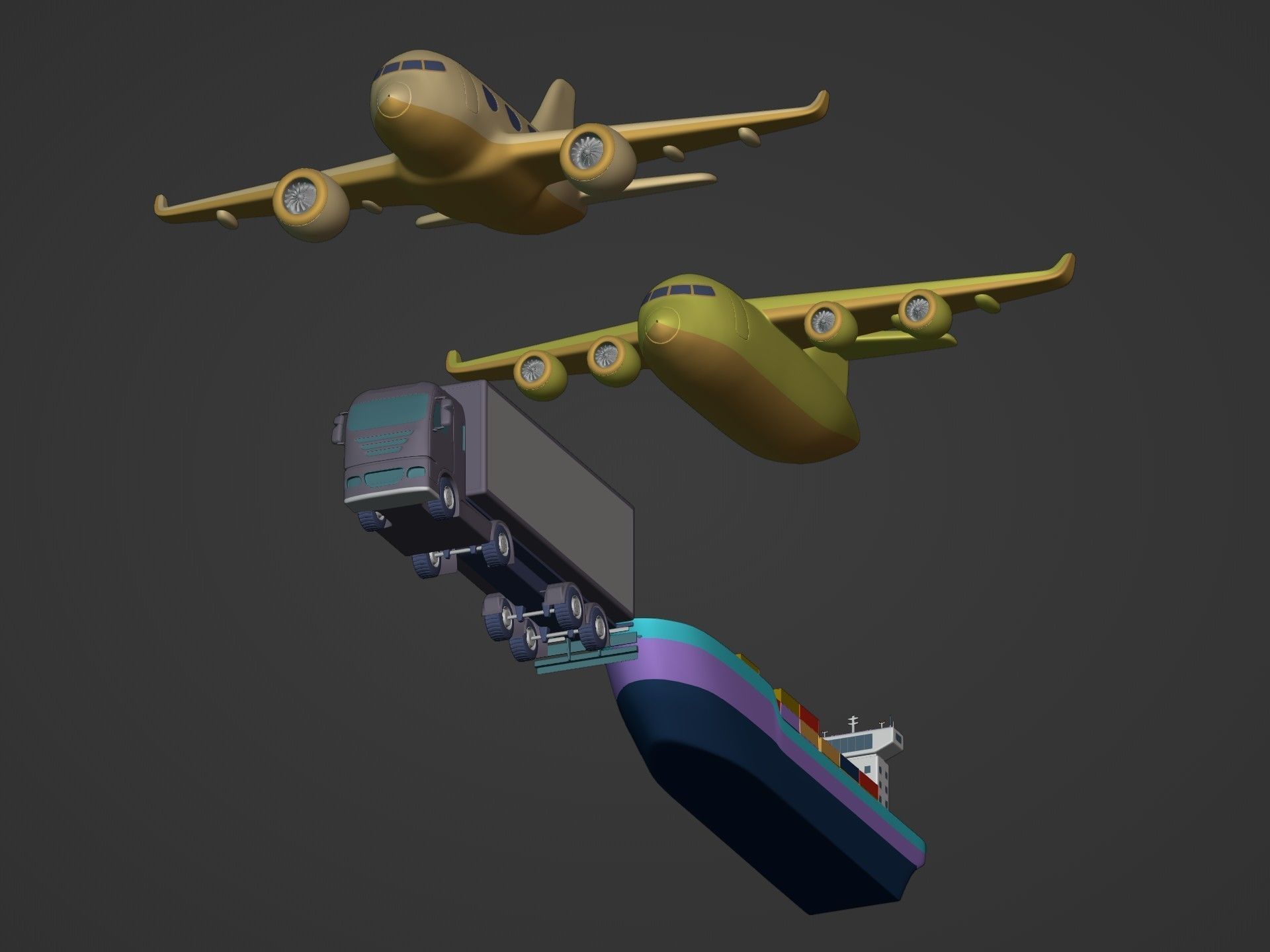 Cartoon Transport Vehicles Pack Low-poly 3D model_17