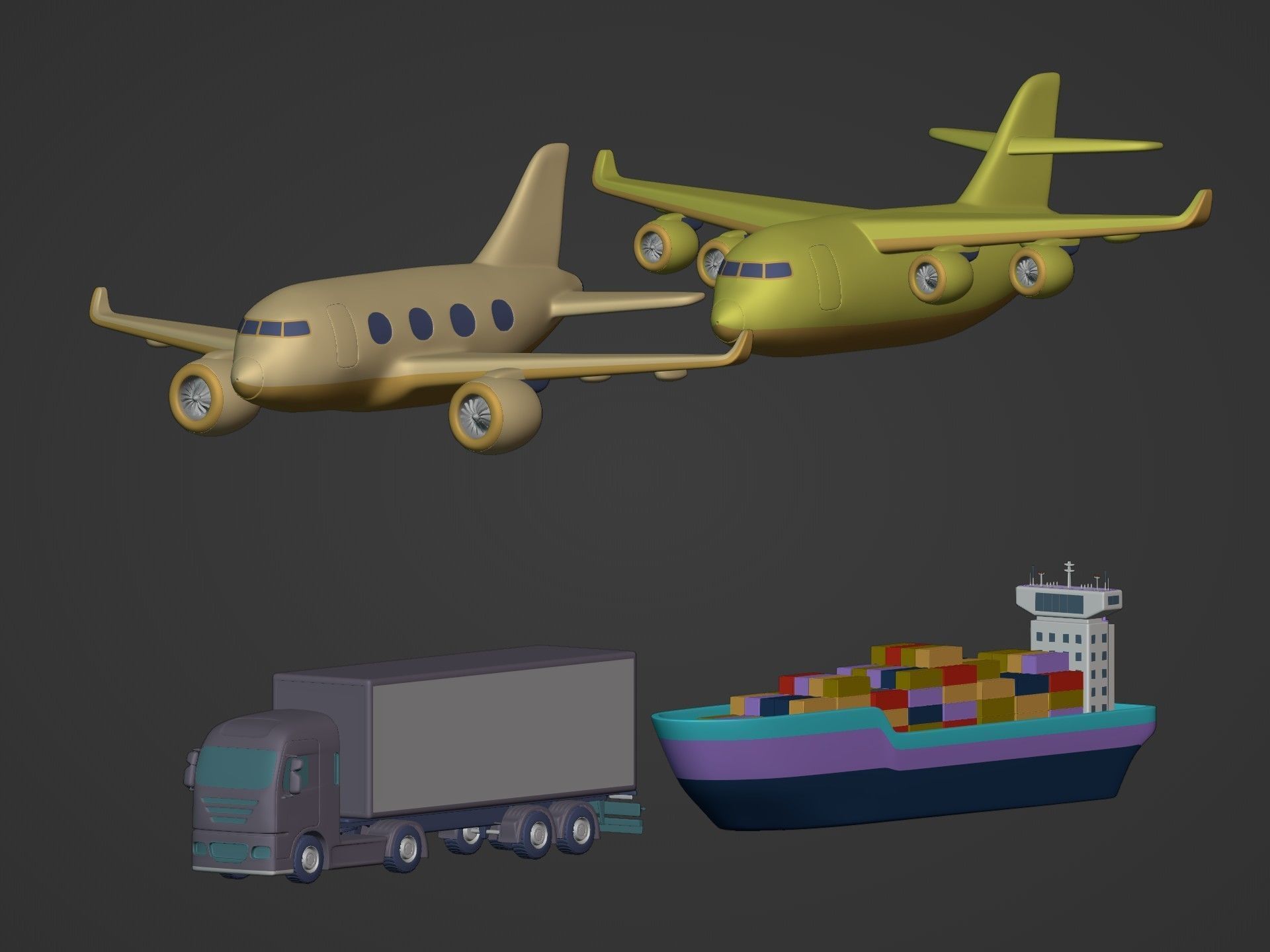 Cartoon Transport Vehicles Pack Low-poly 3D model_3