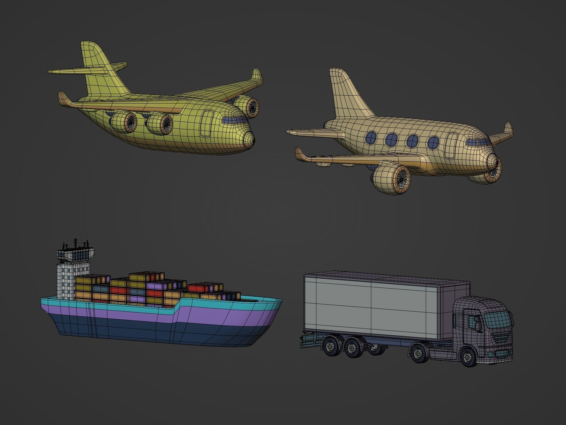 Cartoon Transport Vehicles Pack Low-poly 3D model_6