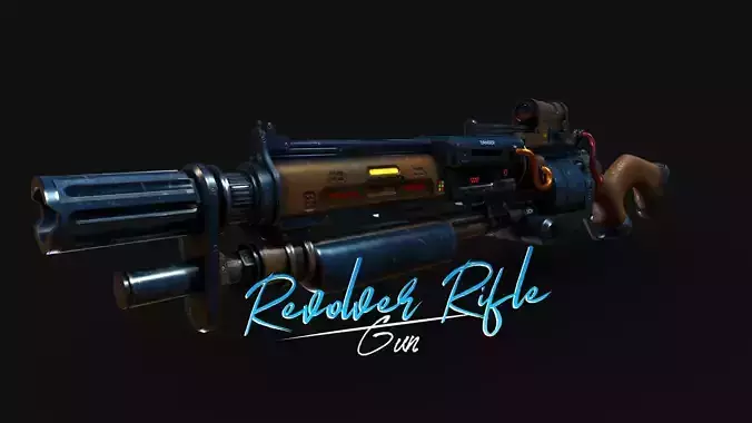Revolver Rifle Low-poly 3D model