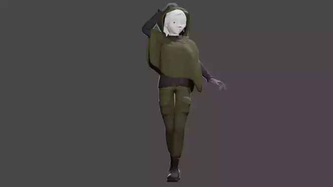 Female survivor Low-poly 3D model