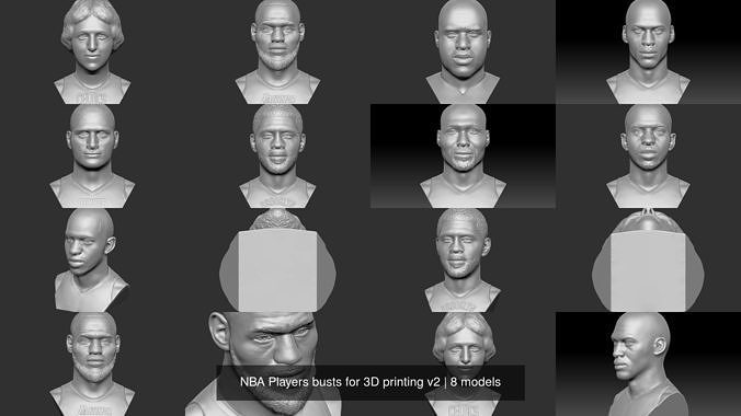 NBA Players busts for 3D printing v2 3D Model Collection