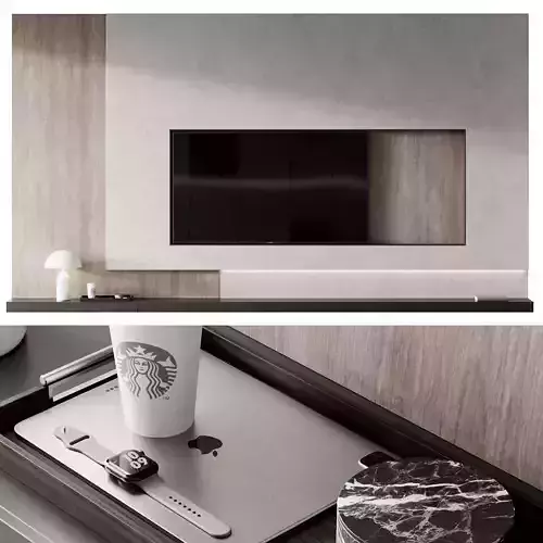 TV set 8 stand with apple device 3D model