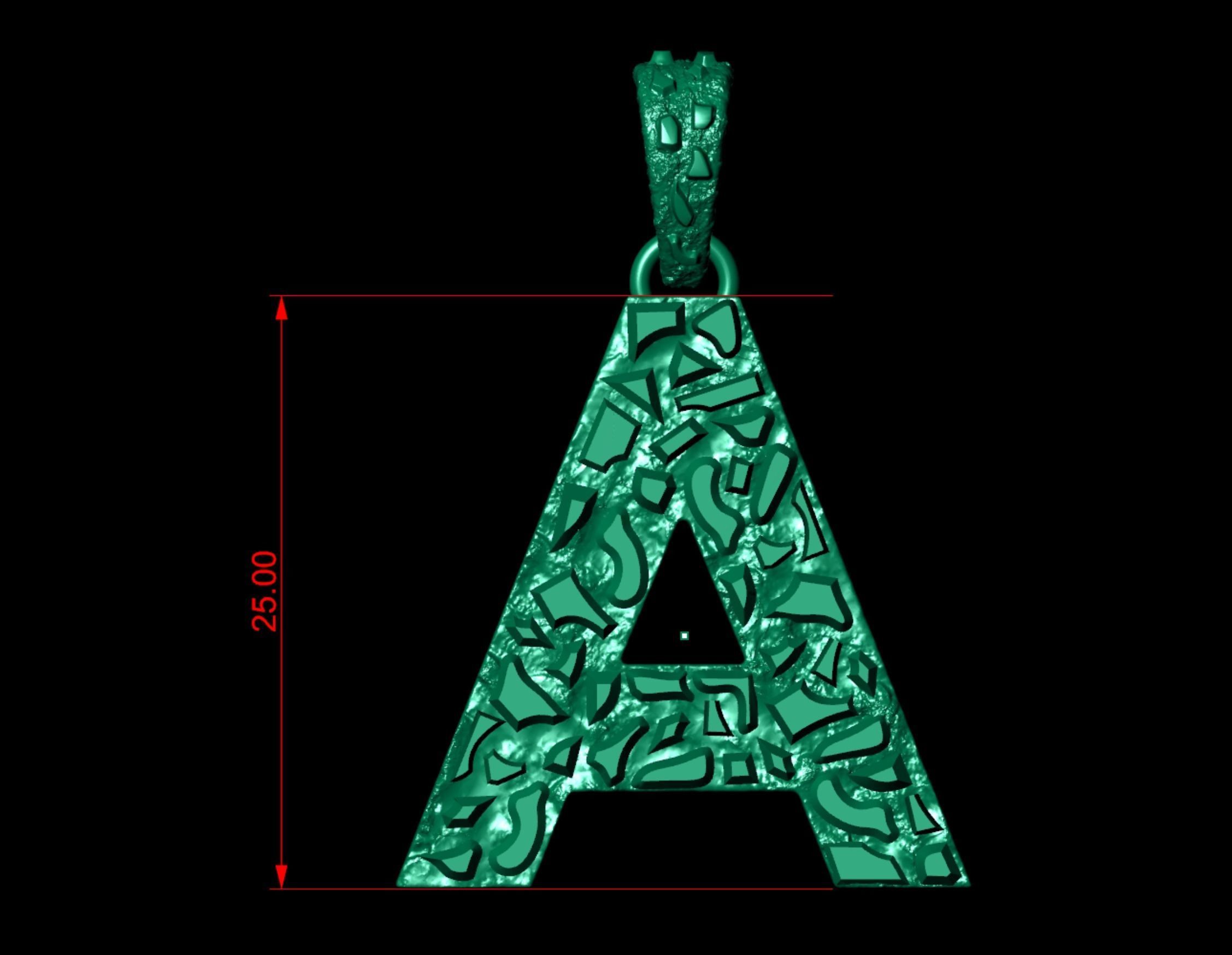 A LETTER INITIAL NUGGET PENDANT 3D print model_3
