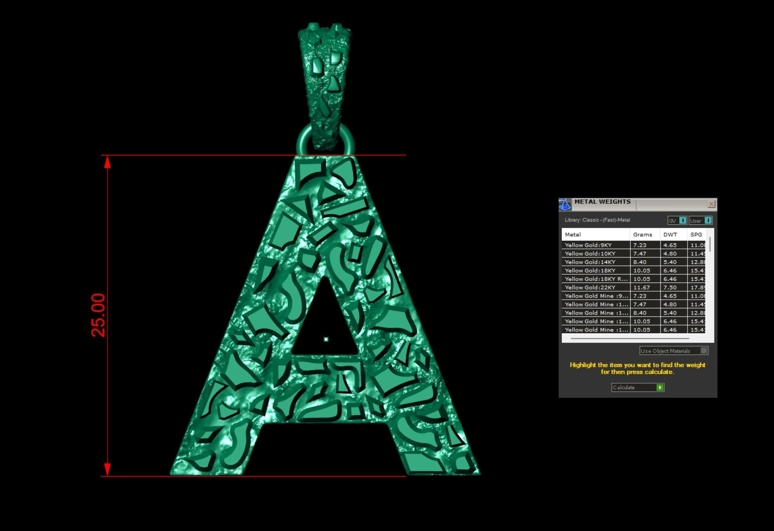 A LETTER INITIAL NUGGET PENDANT 3D print model_4