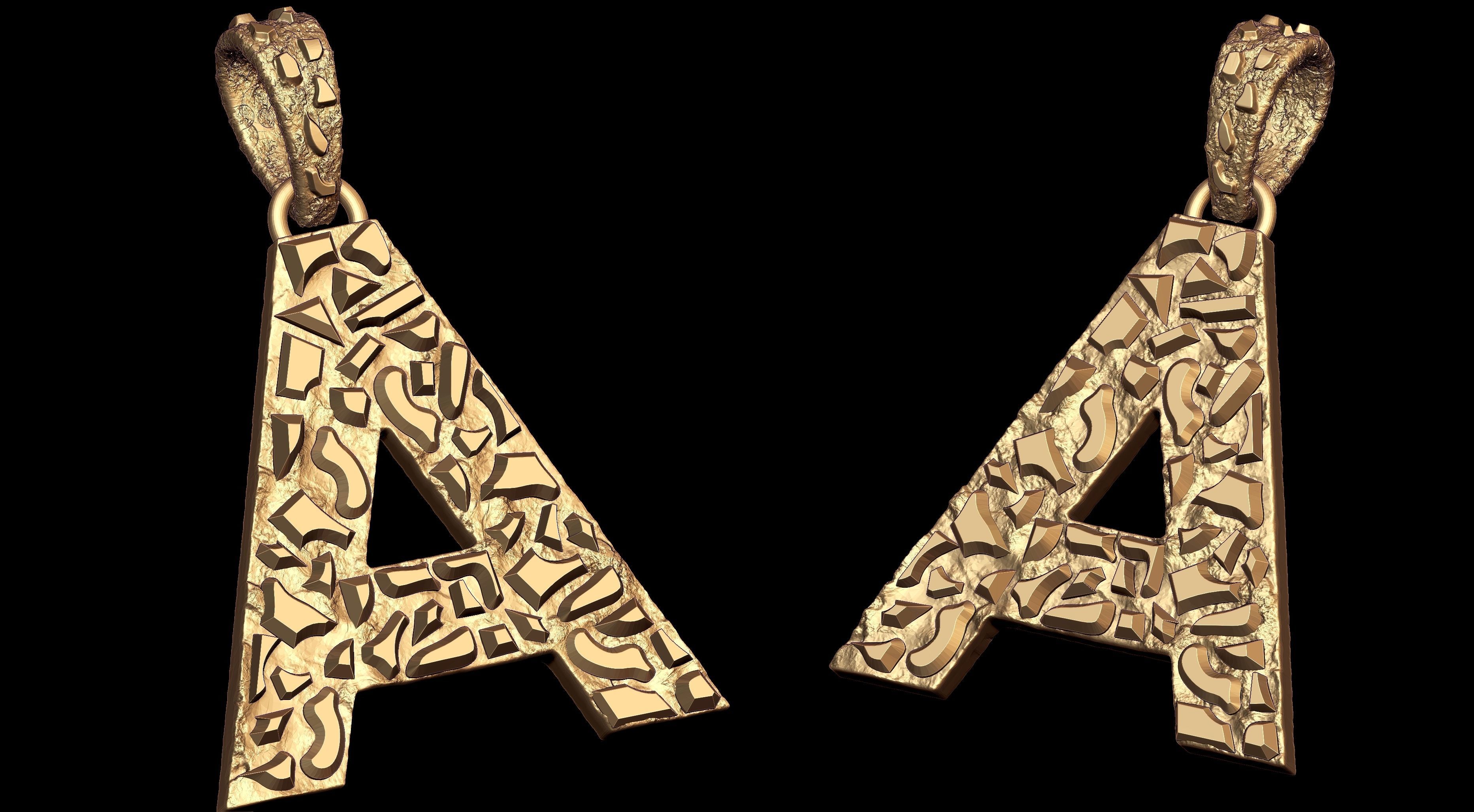 A LETTER INITIAL NUGGET PENDANT 3D print model_1