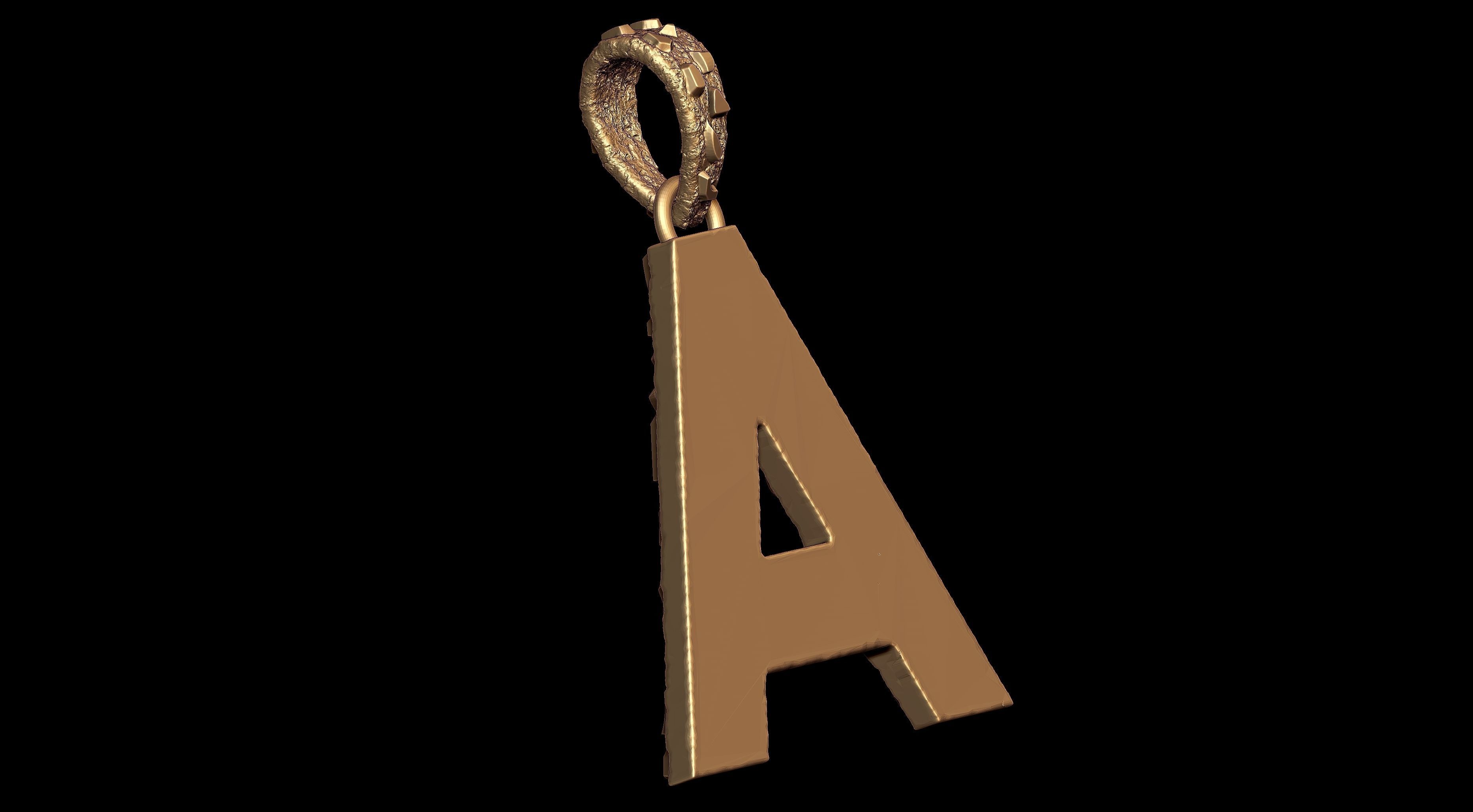 A LETTER INITIAL NUGGET PENDANT 3D print model_8