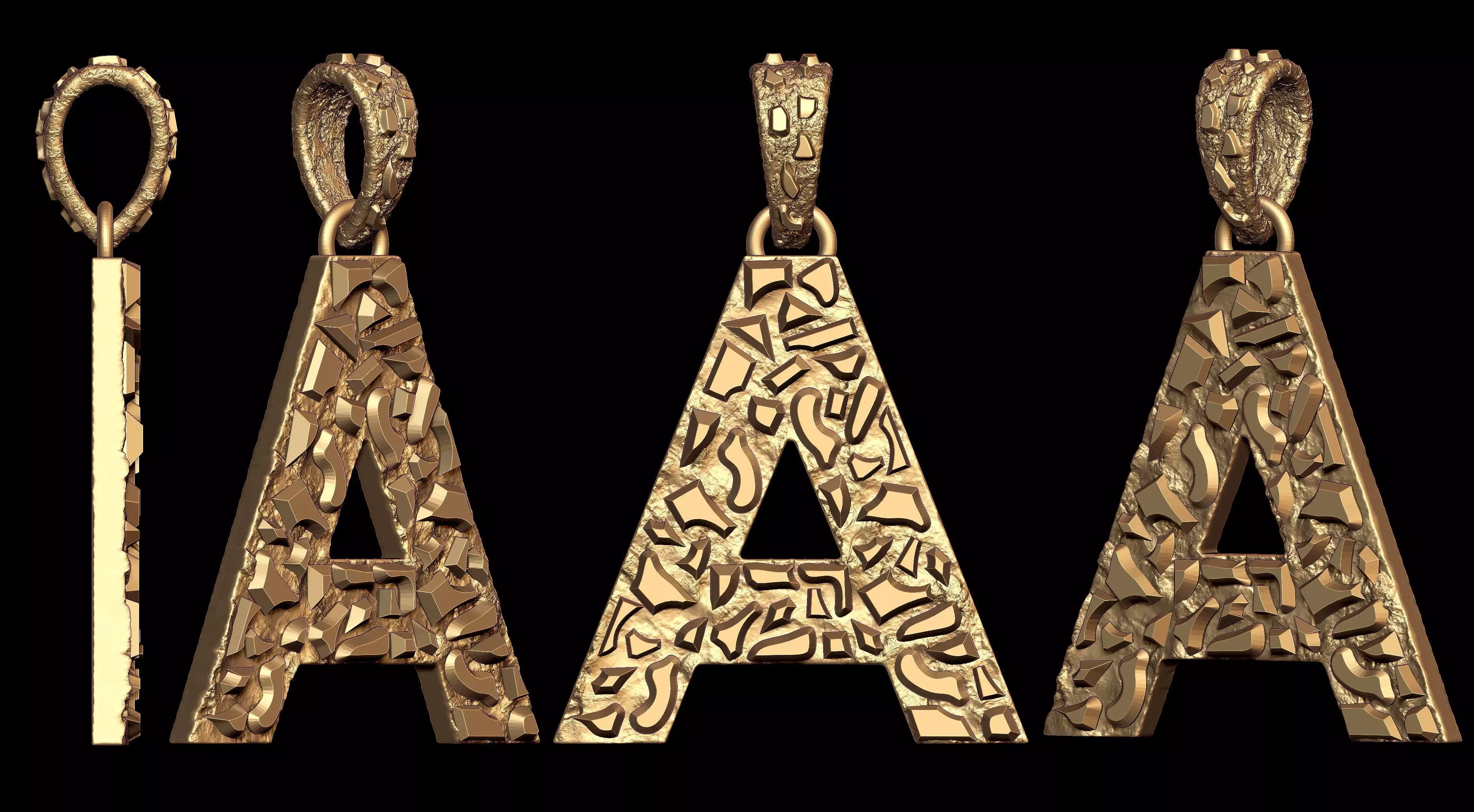 A LETTER INITIAL NUGGET PENDANT 3D print model_0