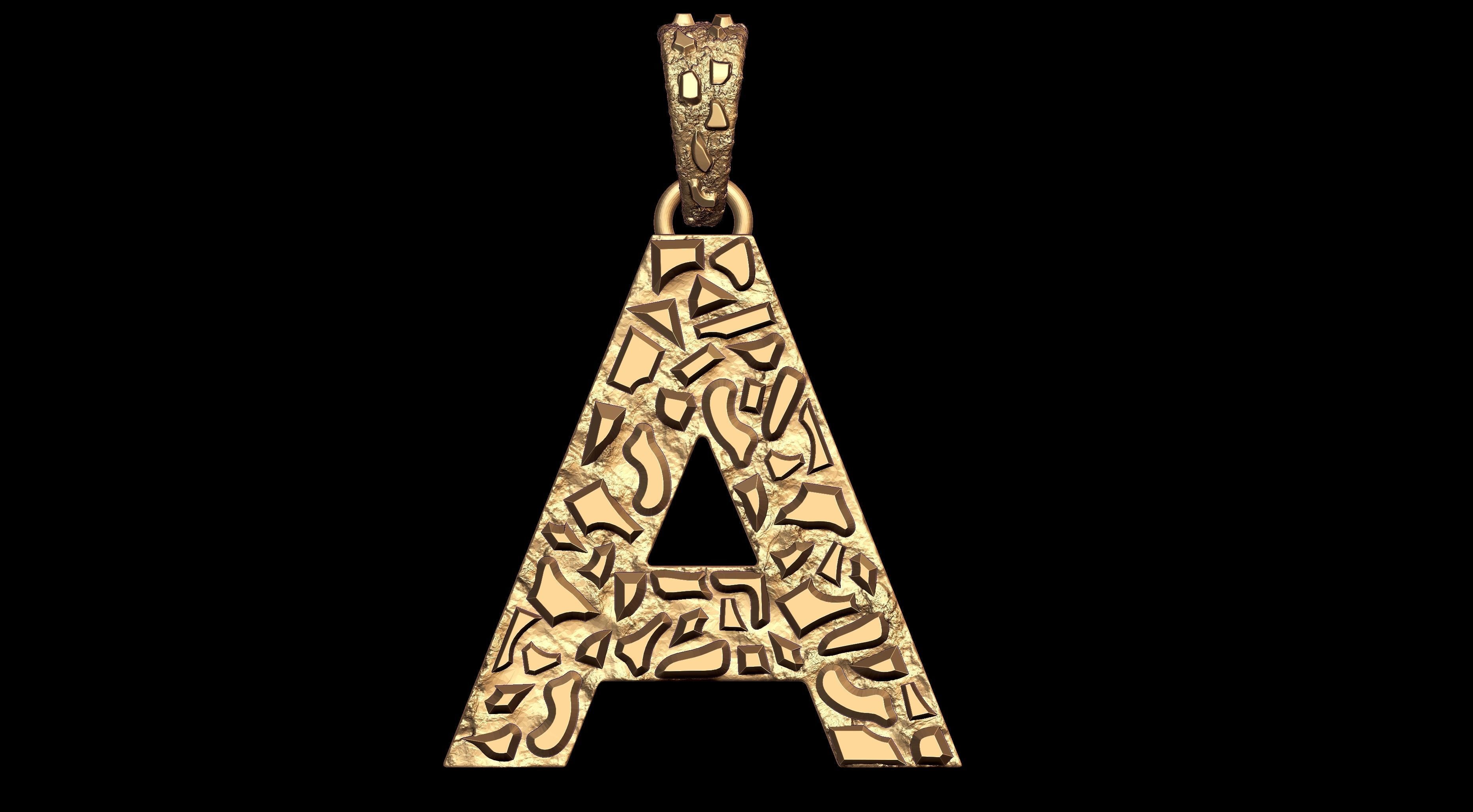 A LETTER INITIAL NUGGET PENDANT 3D print model_2