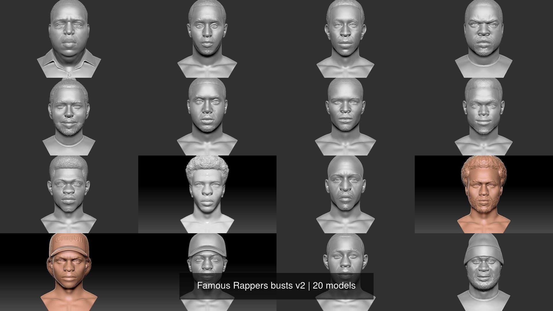 Famous Rappers busts v2 3D Model Collection_2