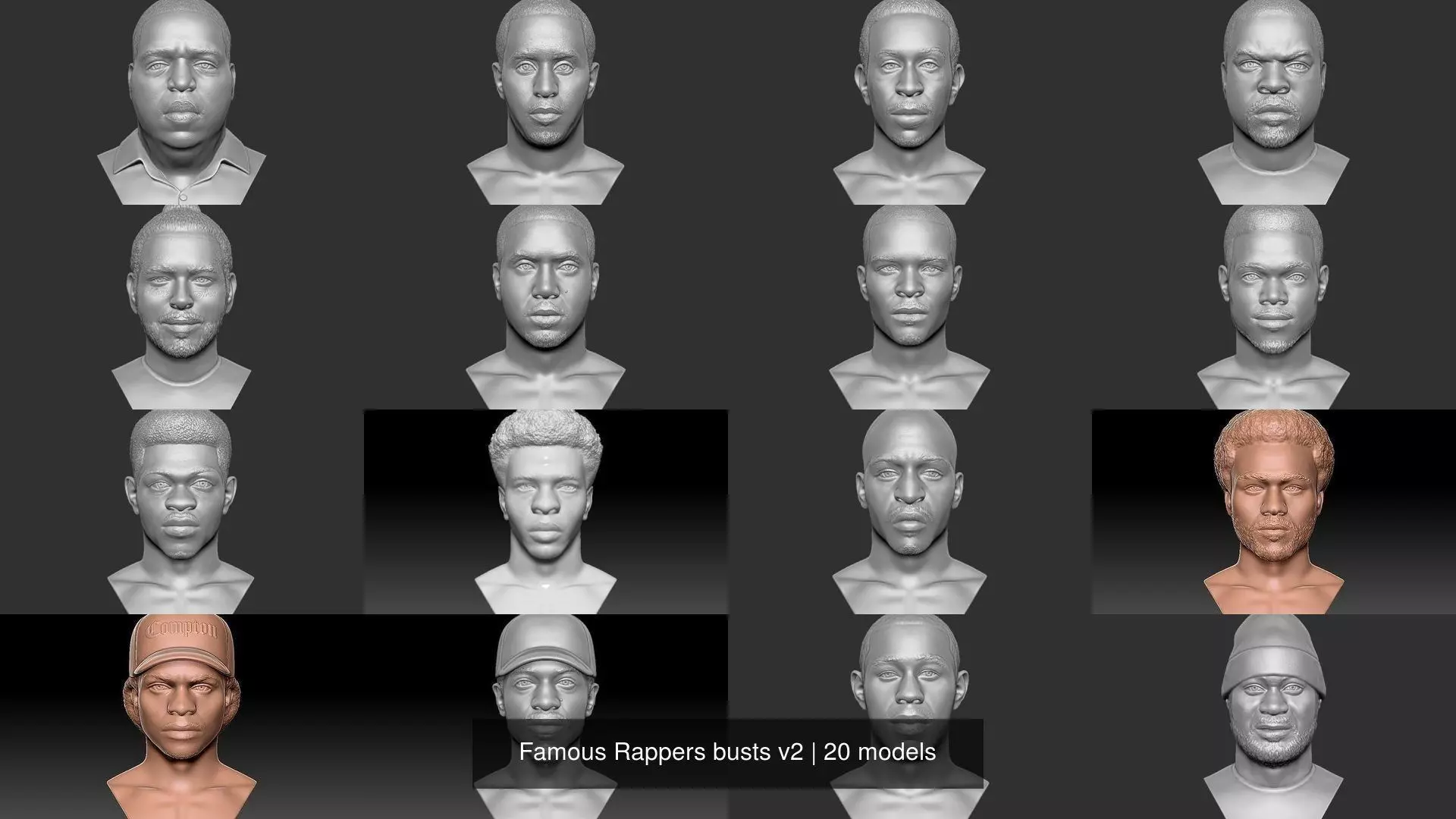 Famous Rappers busts v2 3D Model Collection_1