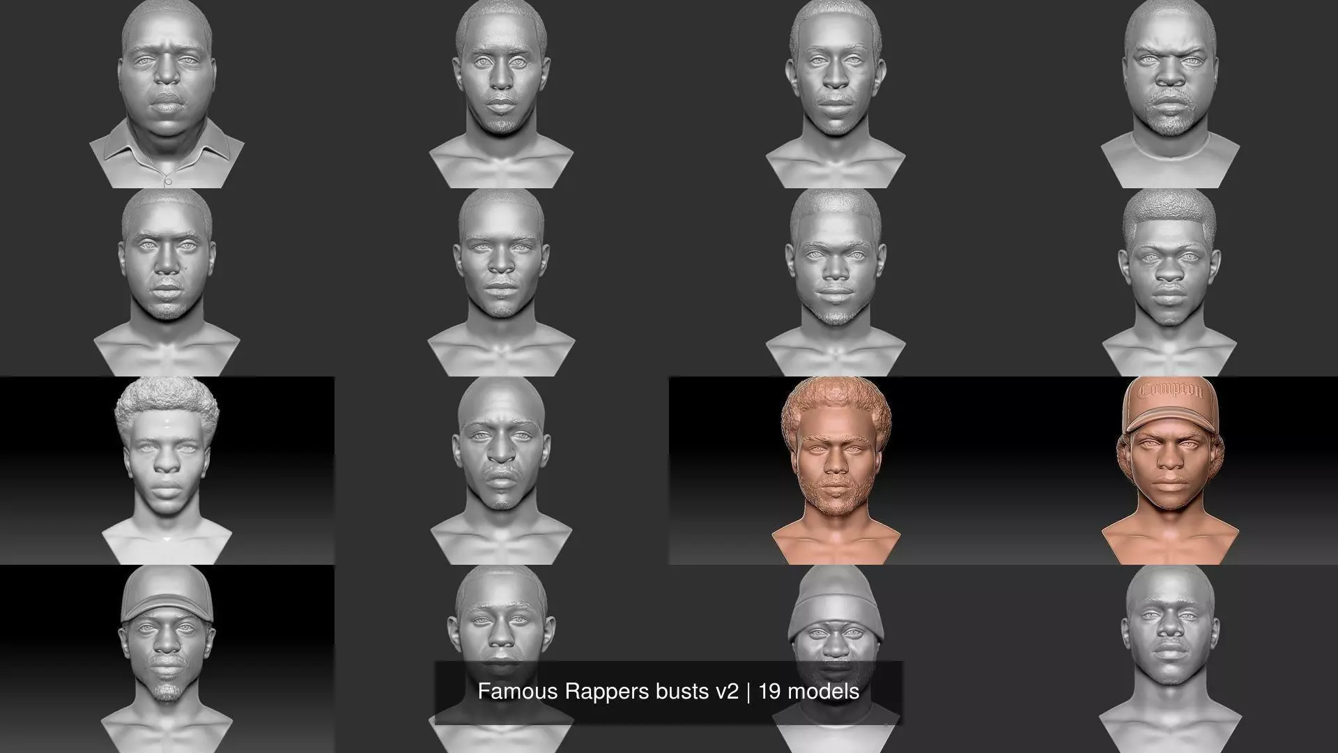 Famous Rappers busts v2 3D Model Collection_0