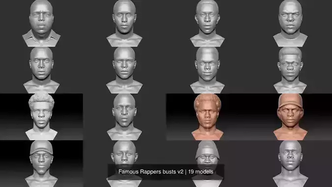 Famous Rappers busts v2 3D Model Collection