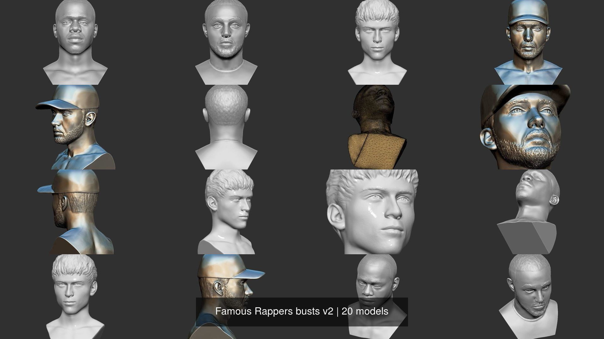 Famous Rappers busts v2 3D Model Collection_5
