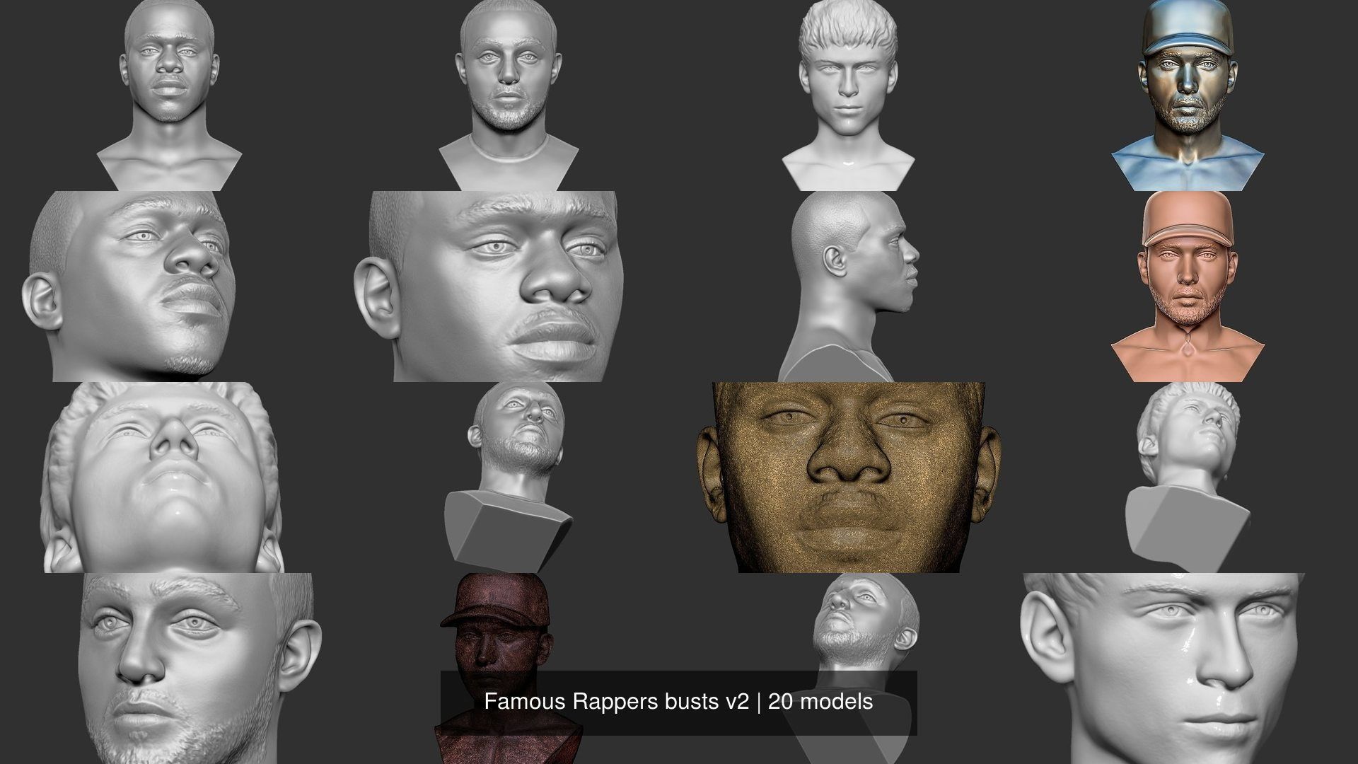 Famous Rappers busts v2 3D Model Collection_3