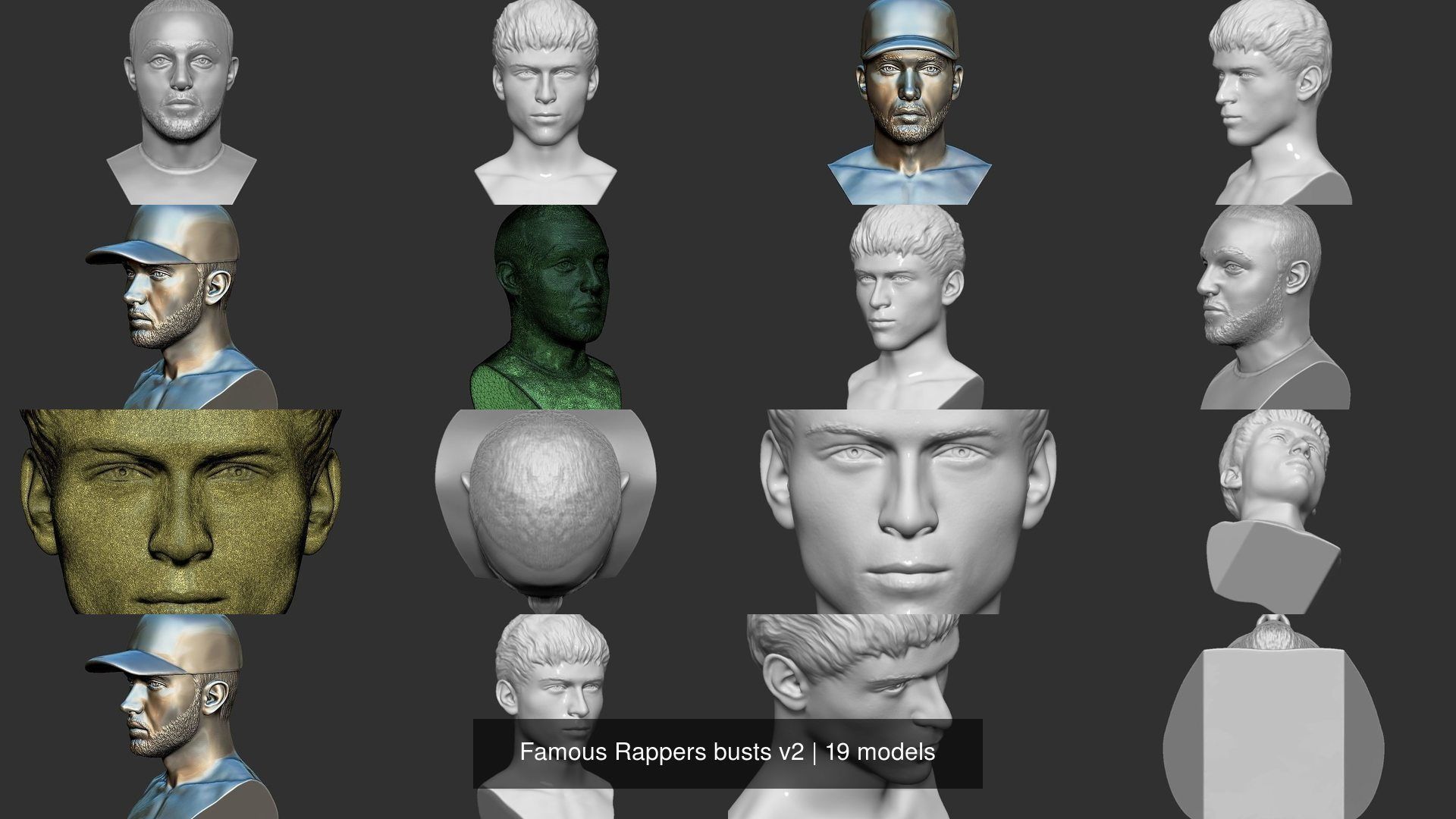 Famous Rappers busts v2 3D Model Collection_4