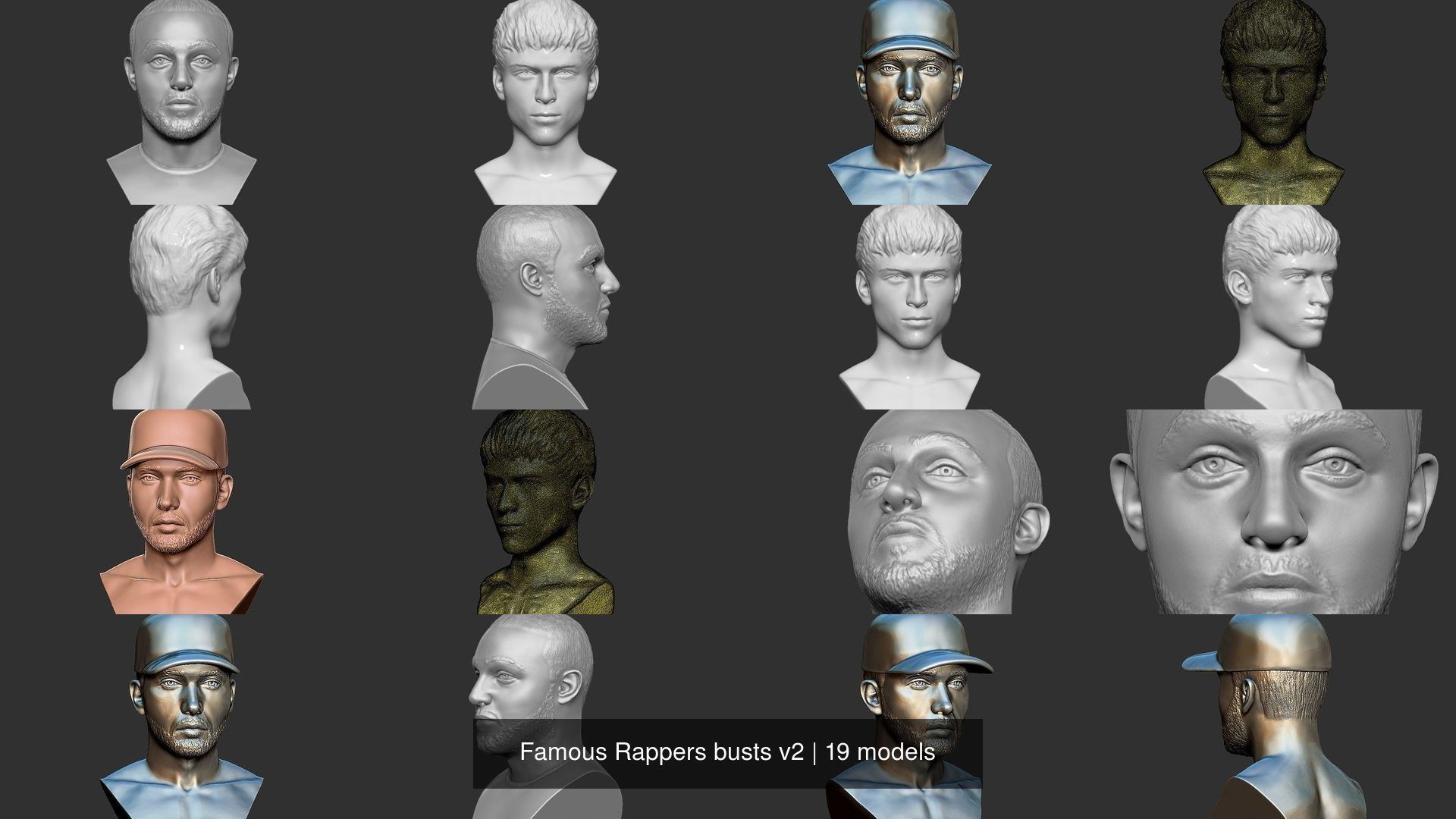 Famous Rappers busts v2 3D Model Collection_7