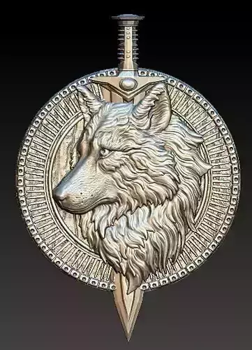 wolf and sword pendant