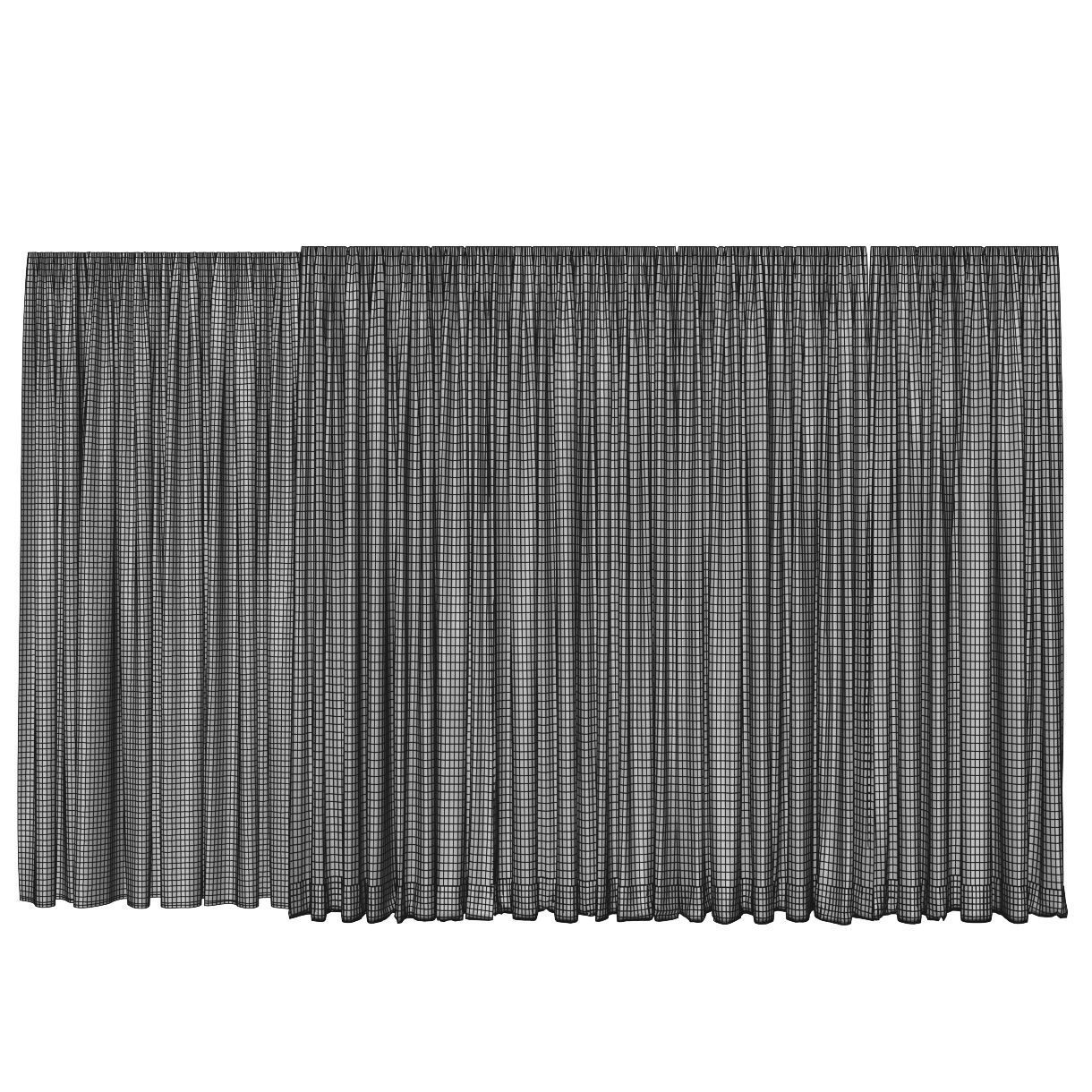Curtains 1 checkered curtain 3D model_5