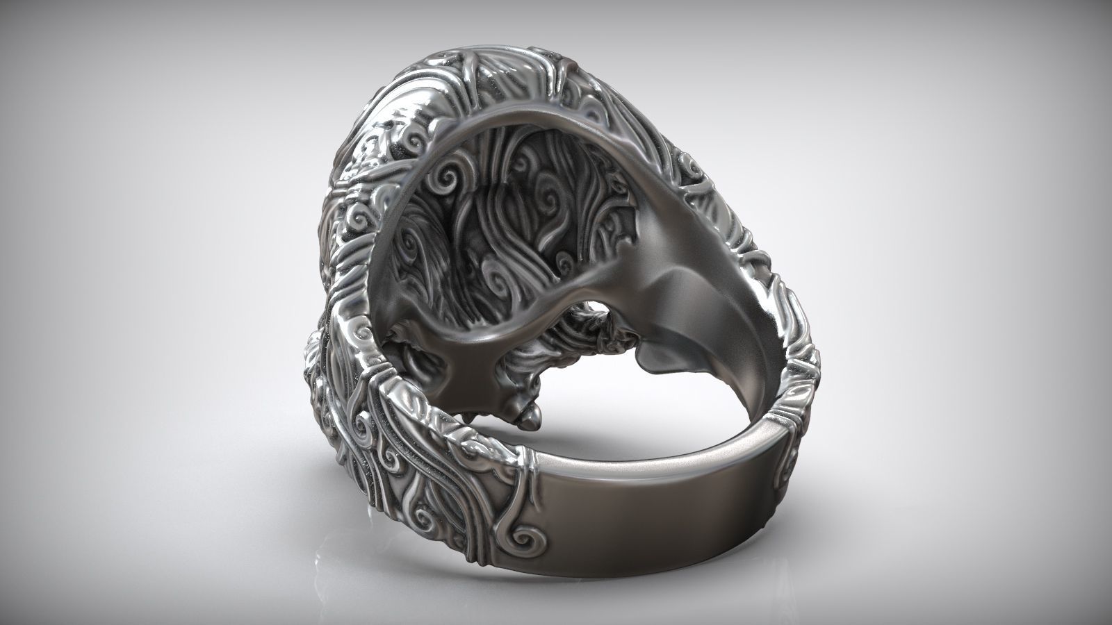Skull Head Sea Wave Pattern Ring 3D print model_6