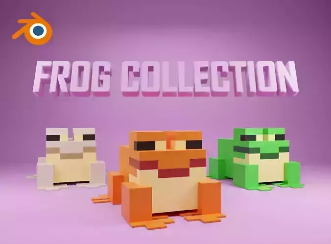 3D Minecraft animation NFT FROG for Blender 3D model