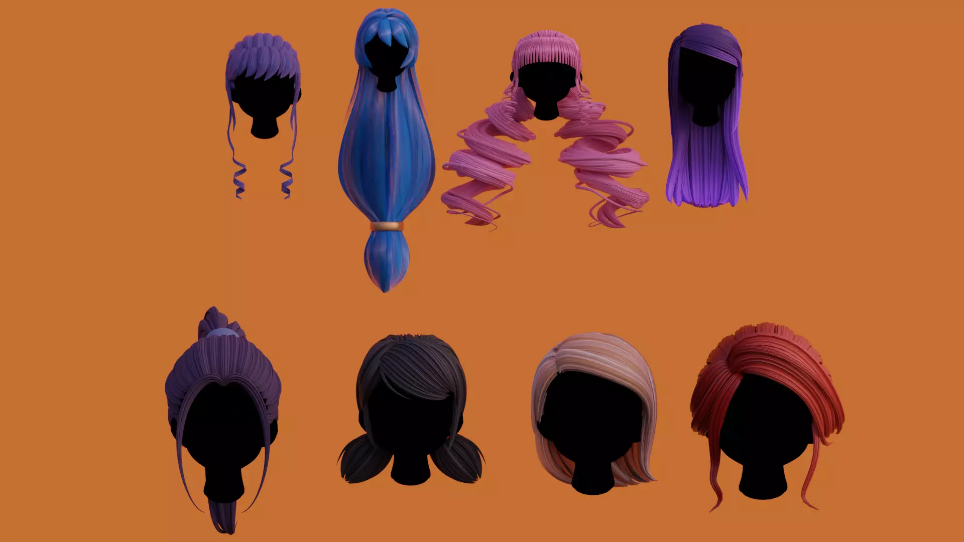 Woman Hair Collection 3D model_0