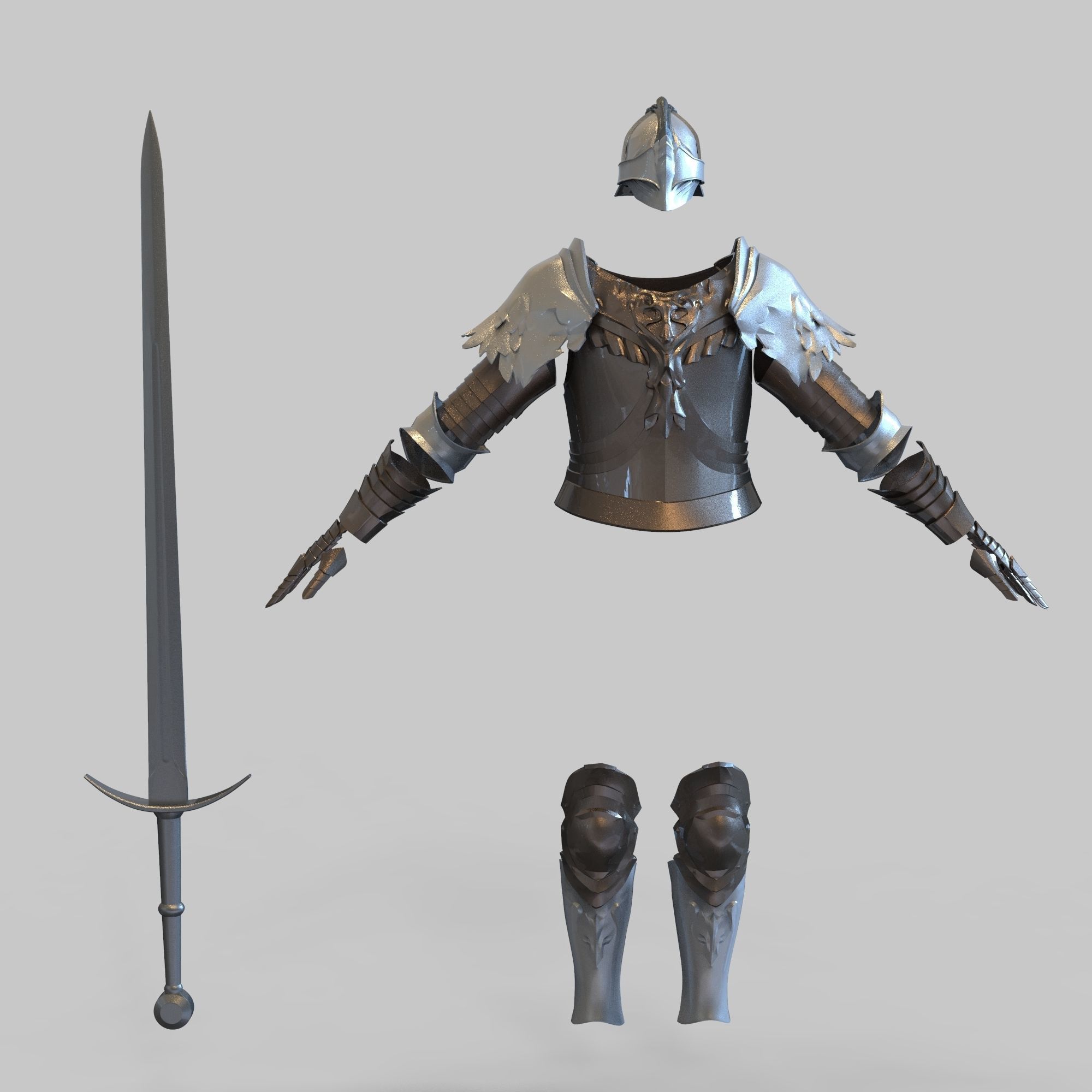 Raging Wolf Elden Ring Full Body Wearable Armor with Sword 3D print model_102