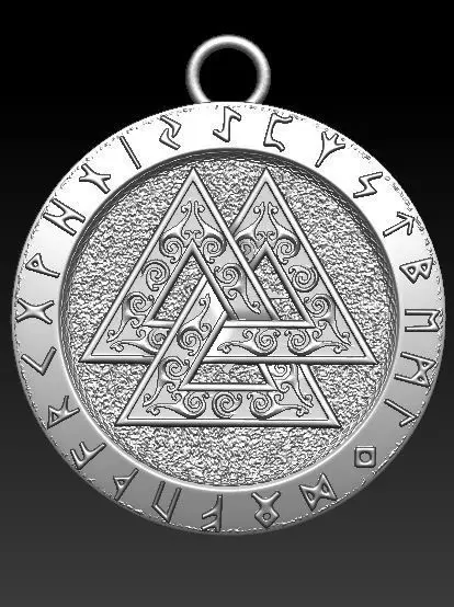 viking  valknut pendant 3D model_0