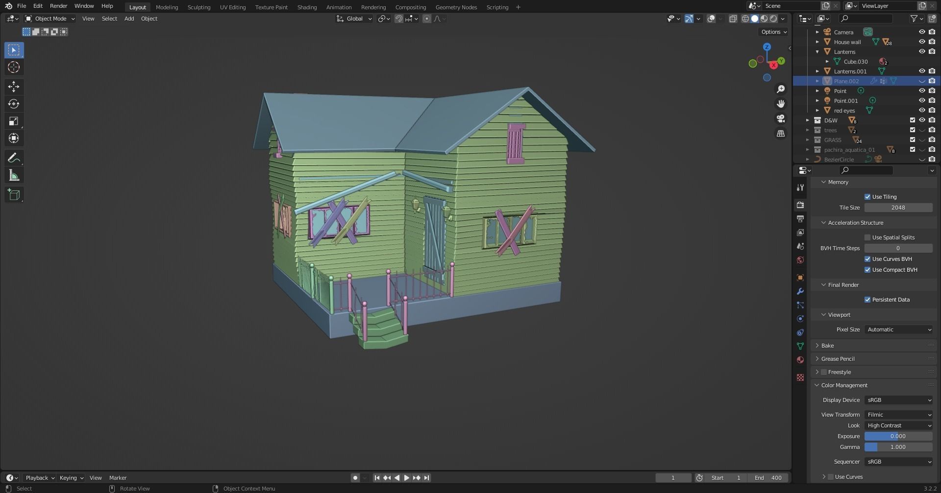 low-poly old house Low-poly 3D model_2