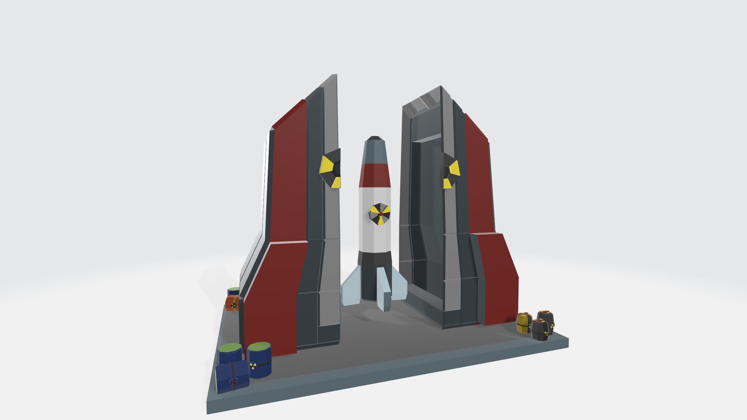 Nuclear Silo and Warhead Missile Ready to Fly  Low-poly 3D model_10
